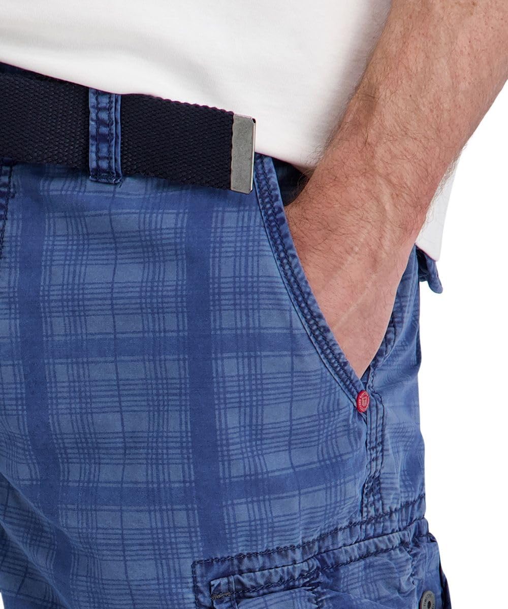 Timezone Herren Cargo Shorts Regular MAGUIRETZ Short Mid Waist Regular Fit | Baumwolle | Modernes Muster für einen ansprechenden Look | Praktische Reißverschlusstaschen für sicheren Stauraum | Kariert