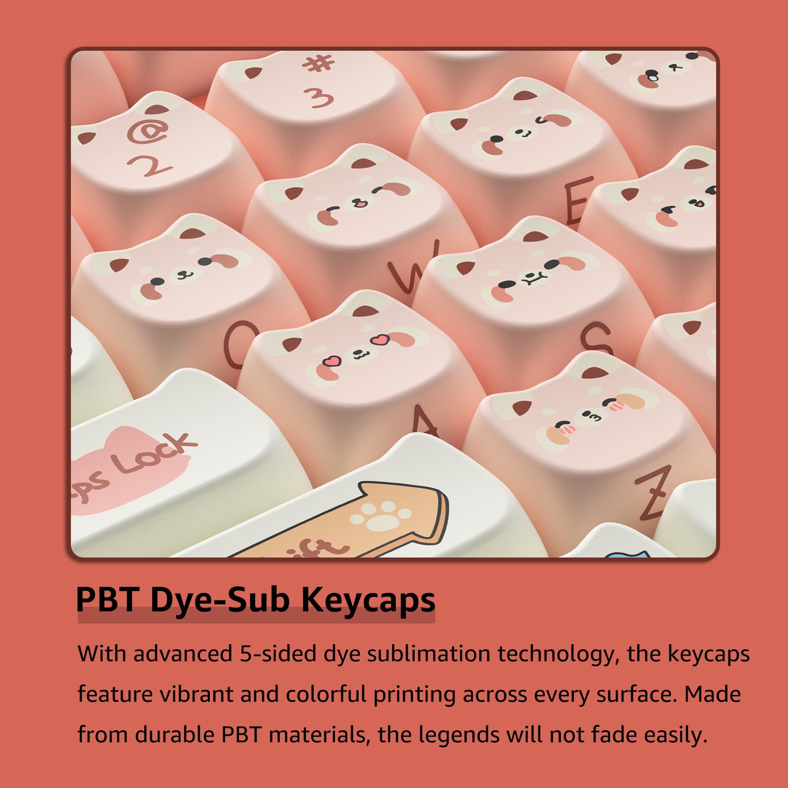 Akko PBT Keycaps Set, Colorful Cats Keycap Mao Profile 142-Key Keycaps for Mechanical Keyboards: Akko Keycaps Set, Raccoon Mao Profile 142-Key PBT Keycaps for Mechanical Keyboards