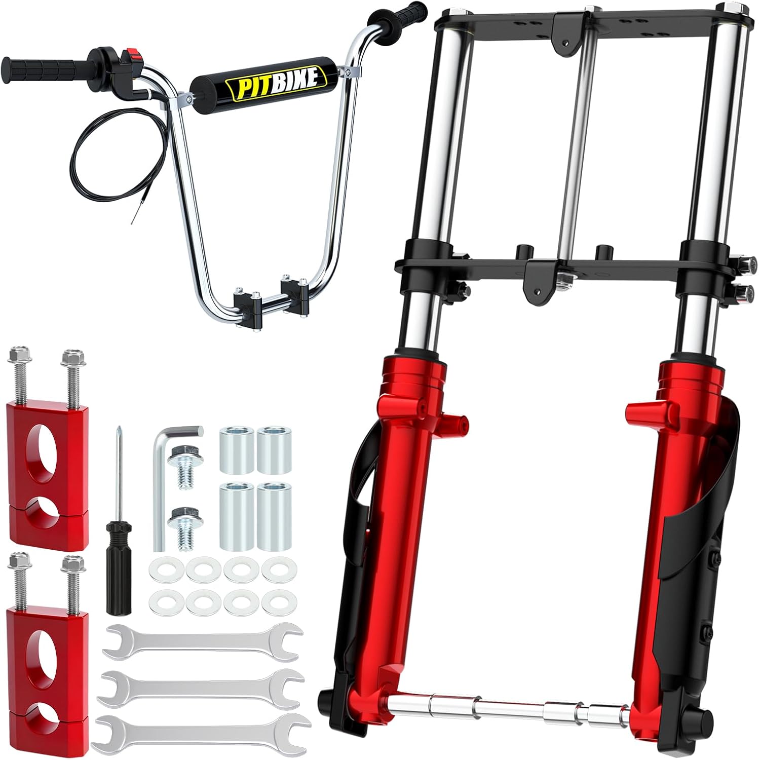 Mini Bike Front Forks Suspension with Handlebars Kit Replacement for CT100U Parts