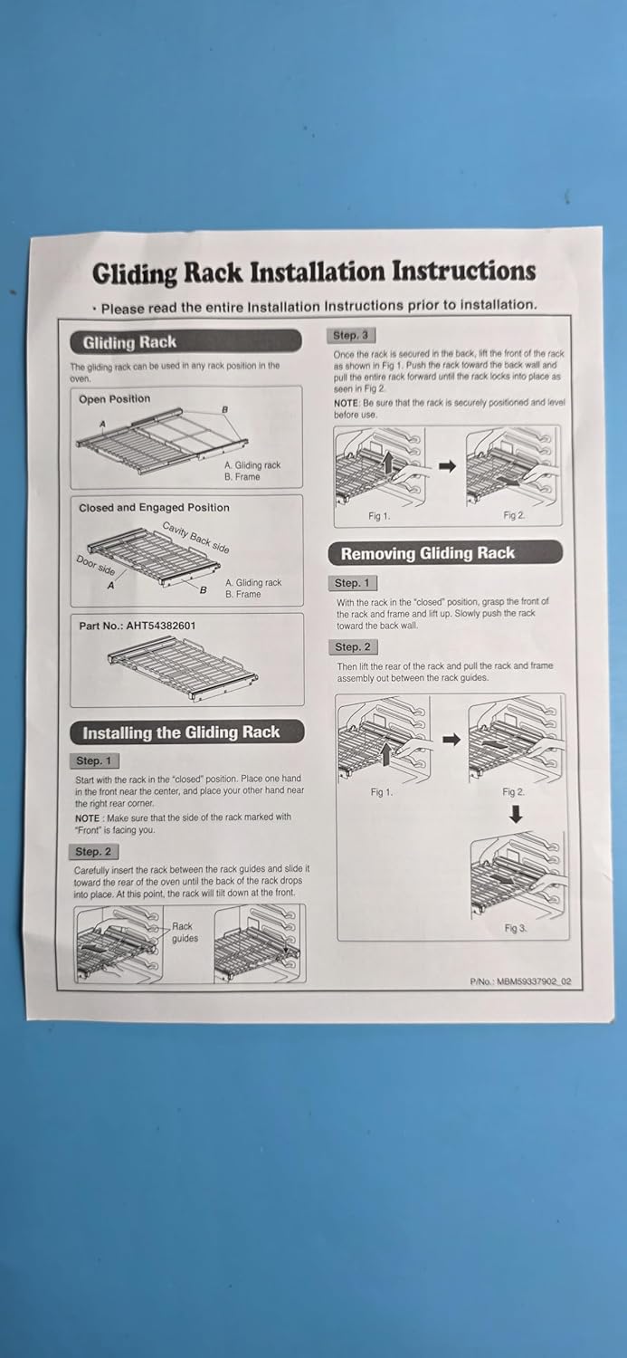 Oven Gliding Rack, Part No. AHT54382601, Chrome Wire, Slide-Out Design