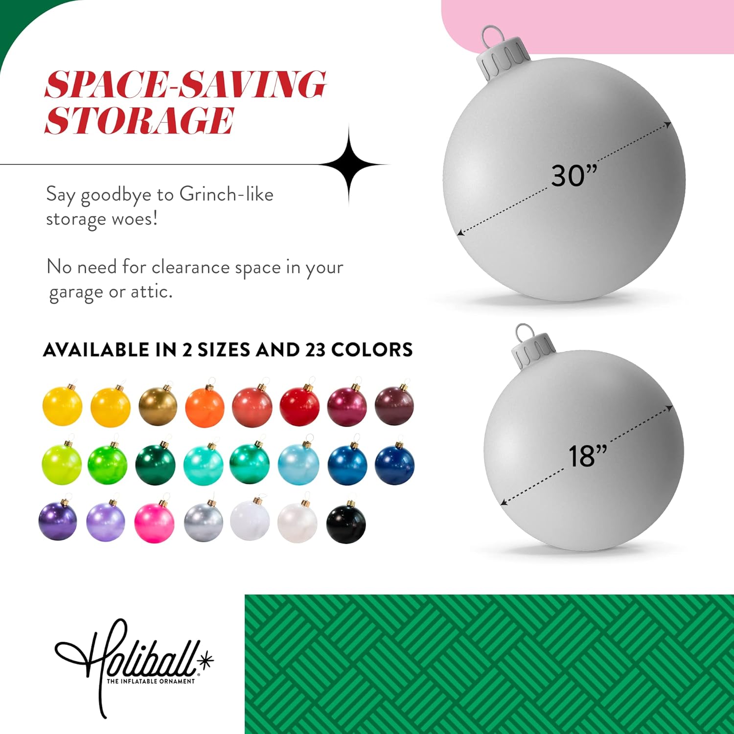 Holiball Inflatable Holiday Ornament – Ultimate Indoor/Outdoor Decoration – Reusable and Storage Friendly – for Weddings, Parties, Events, Team Colors – 18" – Vintage Gold