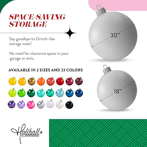 Miniatura 5 de Holiball Adorno inflable de vacaciones, uso en interiores y exteriores, reutilizable y apto para almacenamiento, la mejor decoración navideña, 18