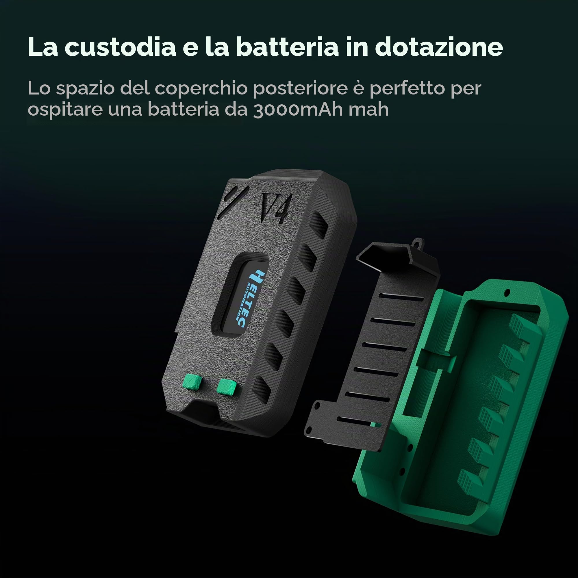 Heltec - Confezione da 2 batterie WiFi LoRa 32 V4 con display OLED 27dBm ESP32-S3 SX1262, set completo di custodia per Meshtastic IoT Arduino (confezione da 2 batterie da 3000 mAh + antenna +