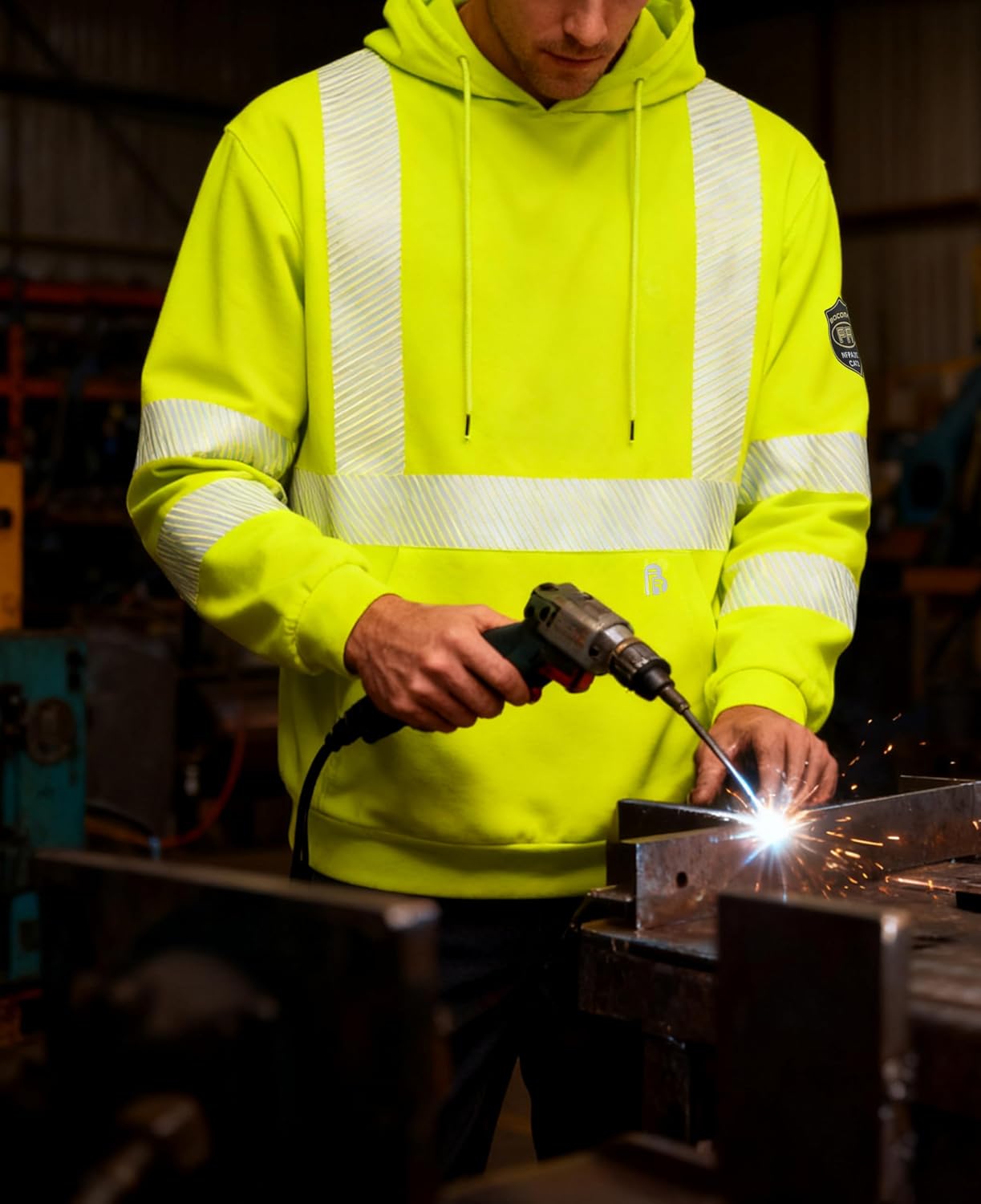 BOCOMAL FR Hoodies Pullover High Visibility 7.5oz Lightweight Non Fleece Hi vis Flame Resistant Reflective Hooded Sweatshirts - Image 2