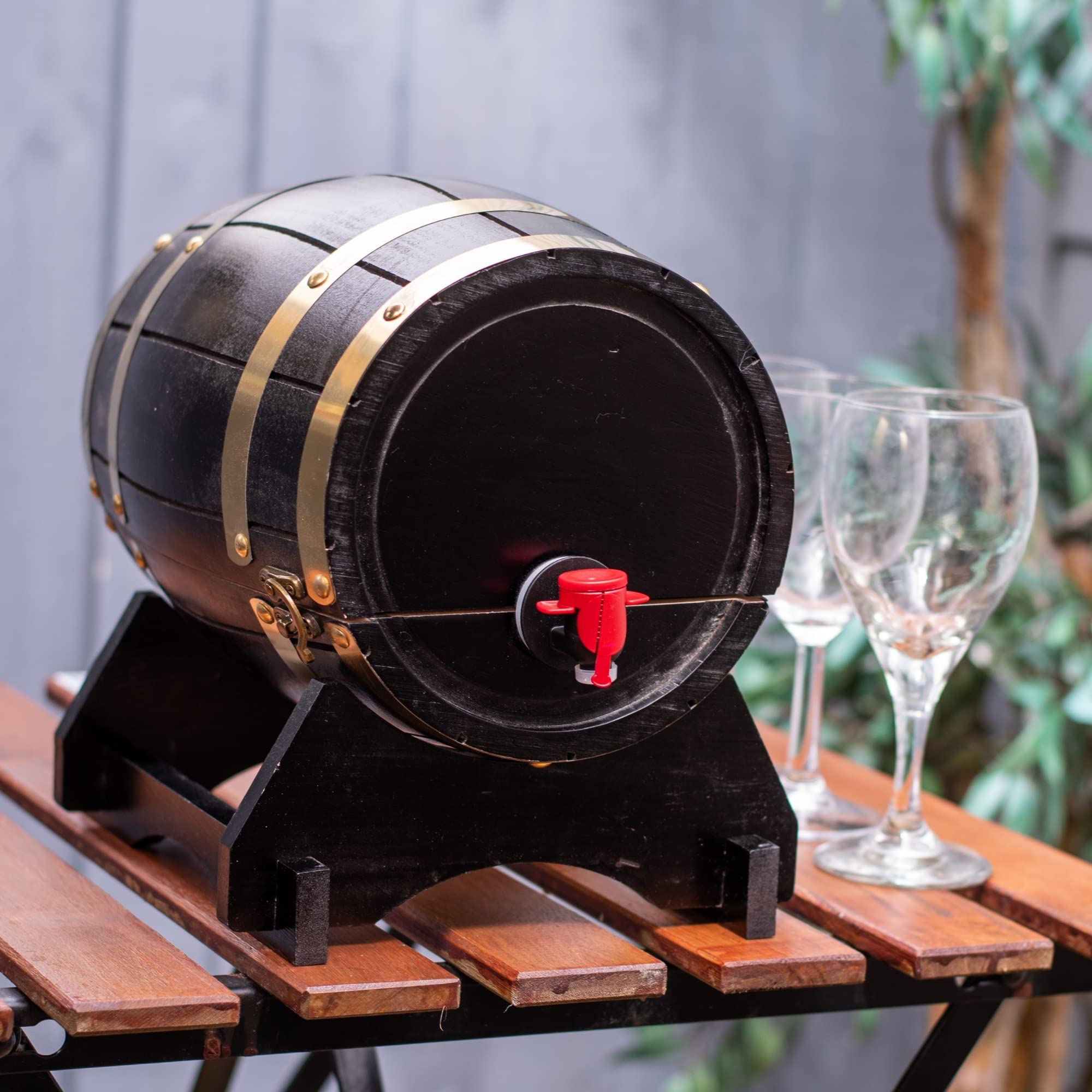 Botte Porta Vino Da Terra 5,5L - Distributore Vino Legno Stile Rustico Per Casa E Locali