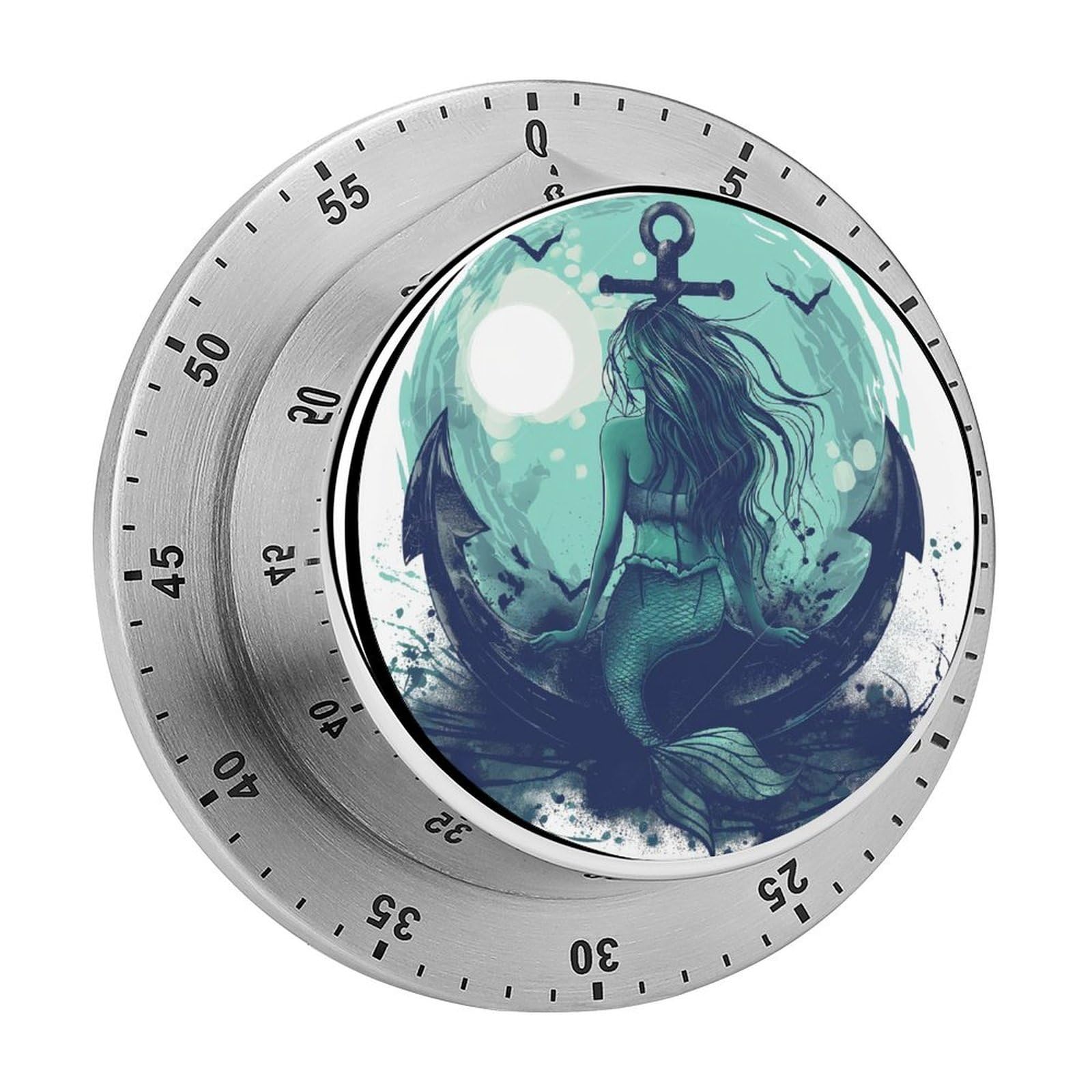 Sailing Mermaid Kitchen Timer Magnetic Countdown Countup Timer for Cooking Baking 8x8cm