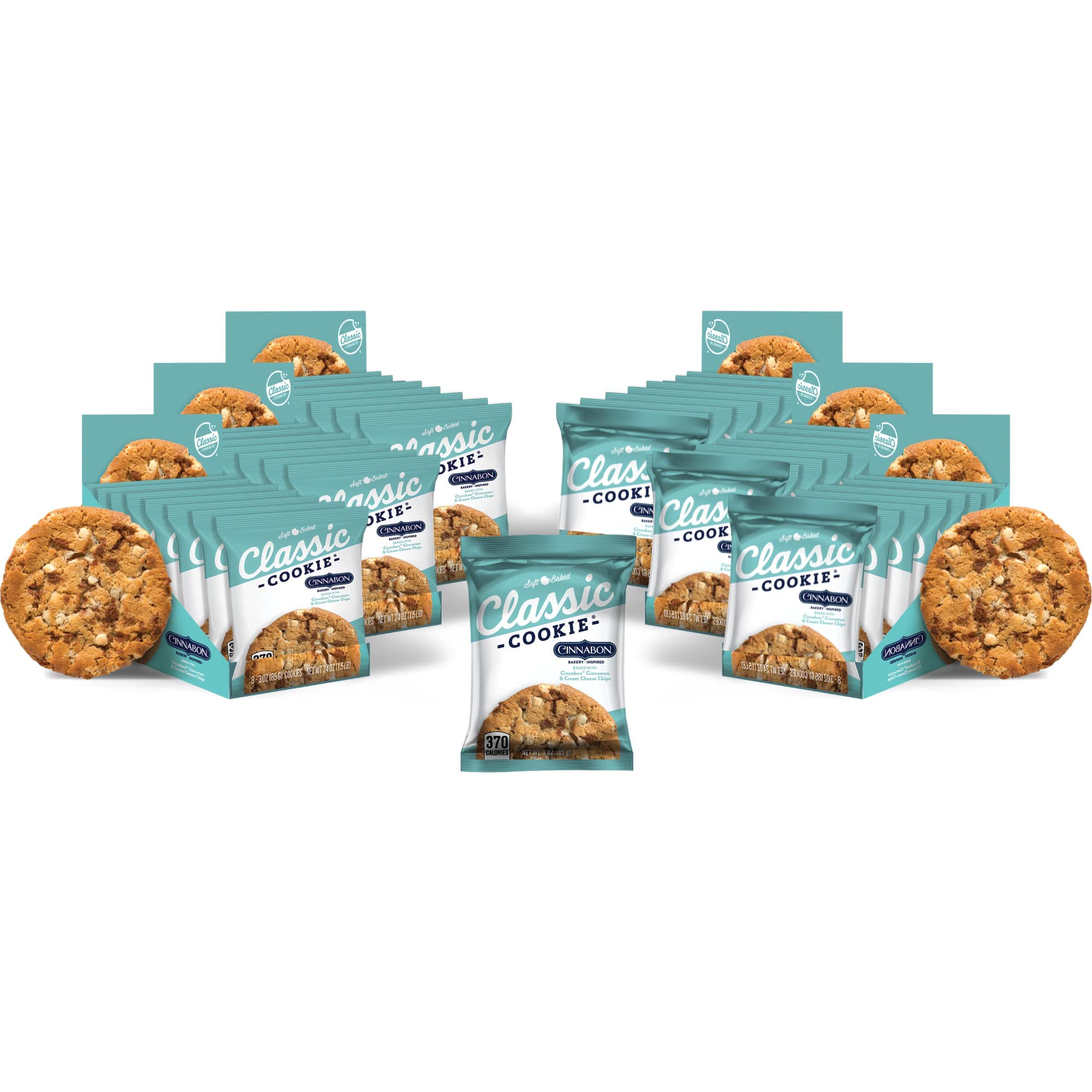 Classic Cookie Soft Baked Cinnabon® Cookies made with Cinnamon and Cream Cheese Chips, 6 Boxes, 48 Individually Wrapped Cookies
