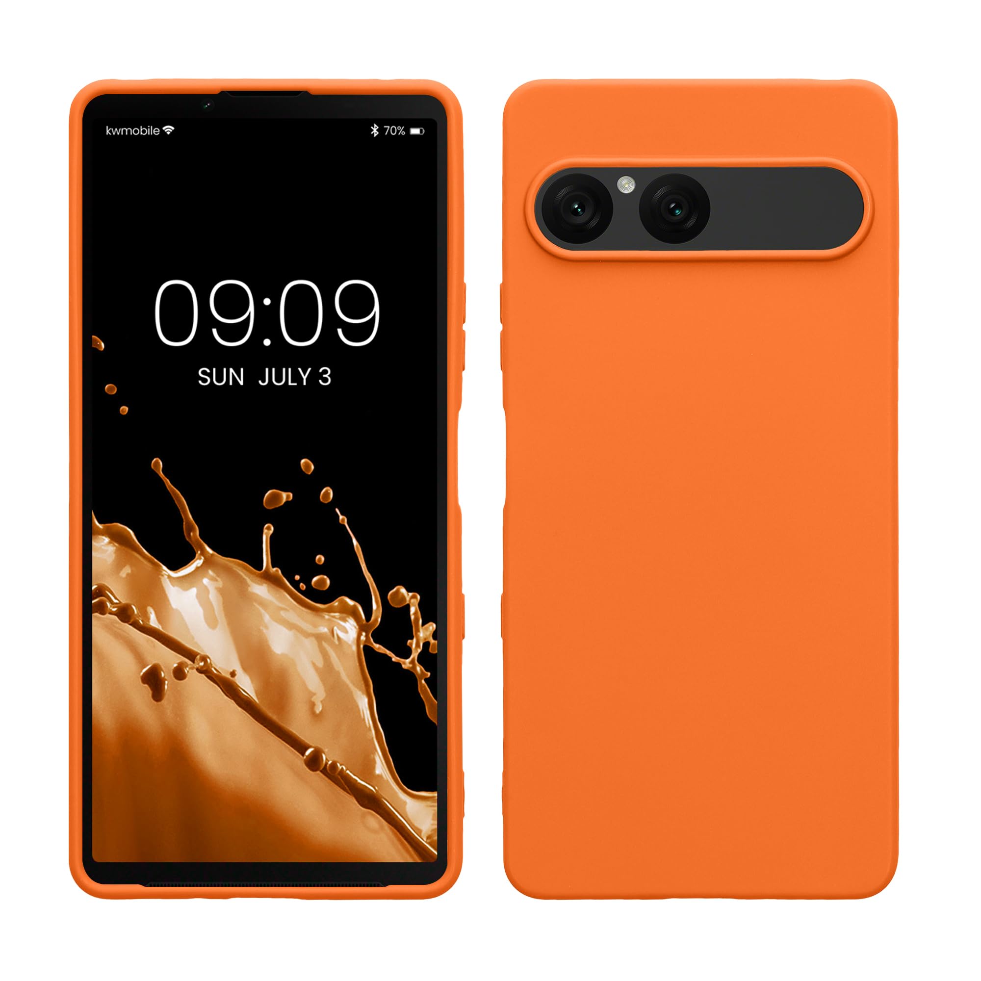 kwmobile Case Compatible with Sony Xperia 10 VII Case - Soft Slim Protective TPU Silicone Cover - Fruity Orange