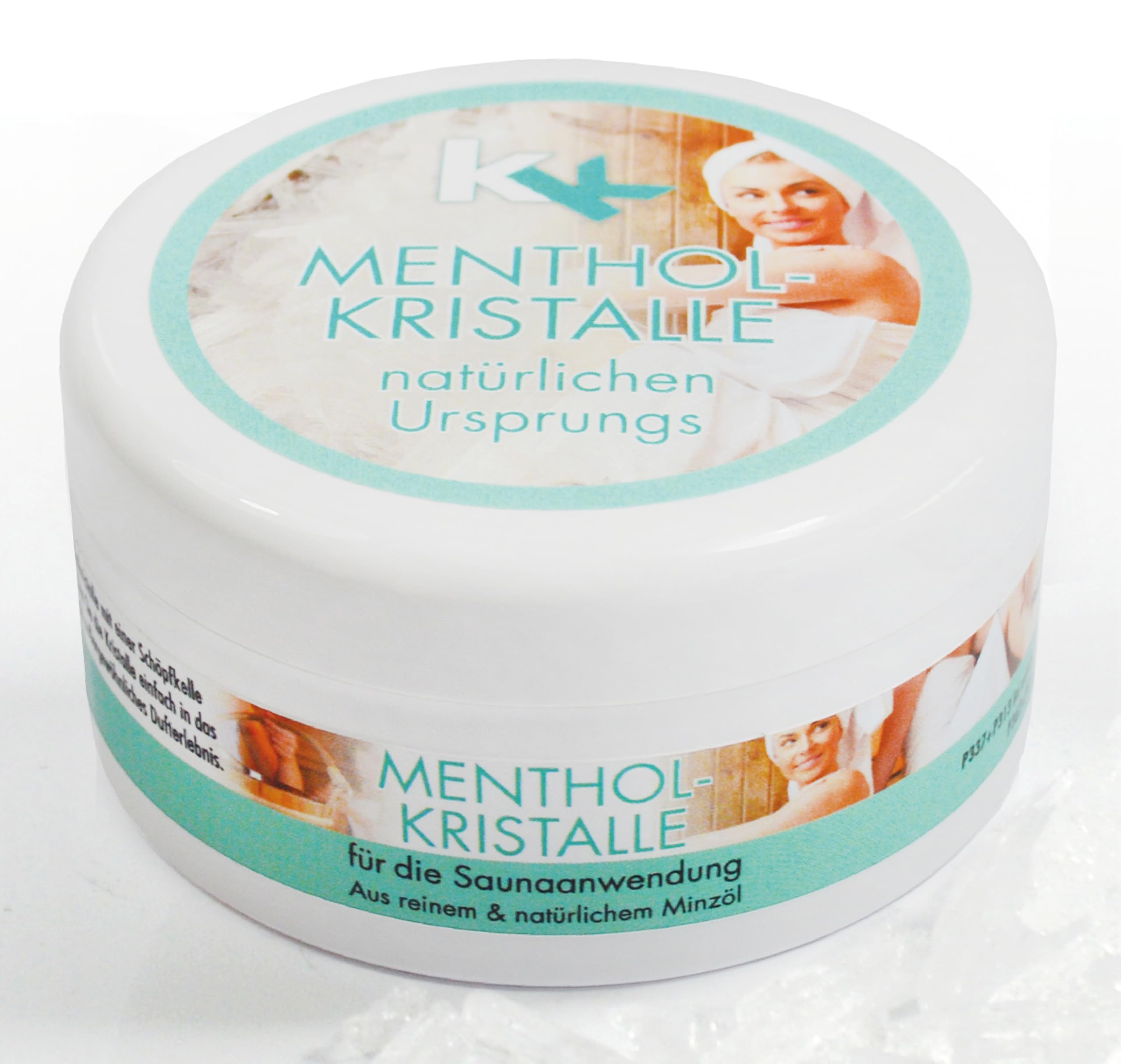 KK Mentholkristalle aus reinem und natürlichen Minzöl, Kristalle als Sauna Aufgussmittel, 2x 50 g Dose, Saunaaufguss mit langanhaltendem Duft