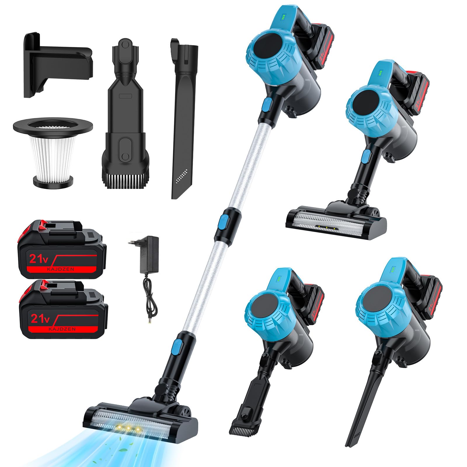 Aspirateur Balai Sans Fil avec 2 Batterie,0.8L 16KPa Aspirateur Balai