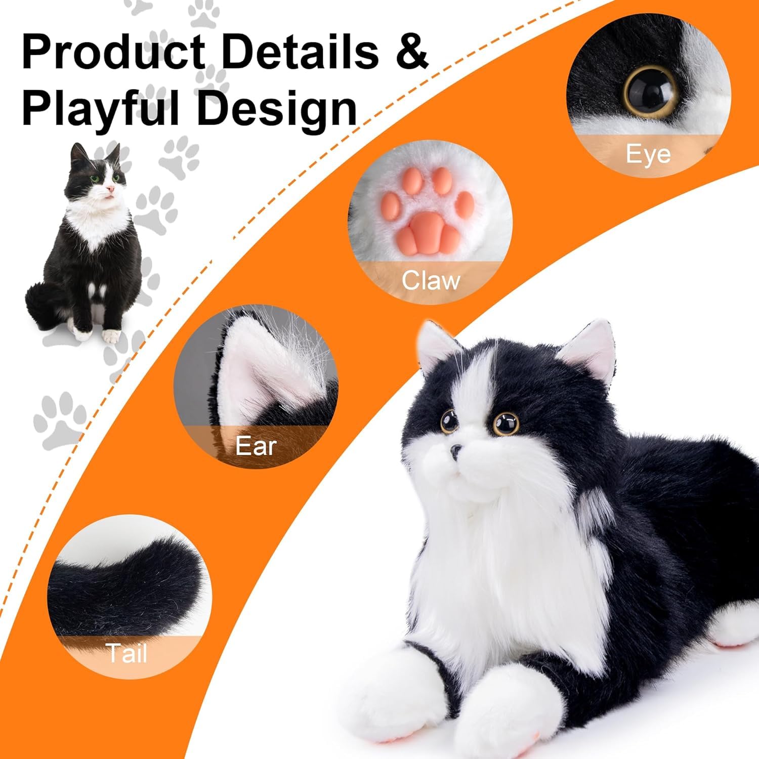 Amazon.co.jp: Chongker 猫ぬいぐるみ リアル 本物そっくり