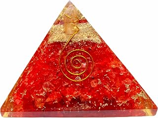 Spiritual Elementz Reiki Charged Chakra Healing Red Orgone Pyramid (3' Inch) with Clear Crystal Gemstone(Stone Used for Removing Negativity)