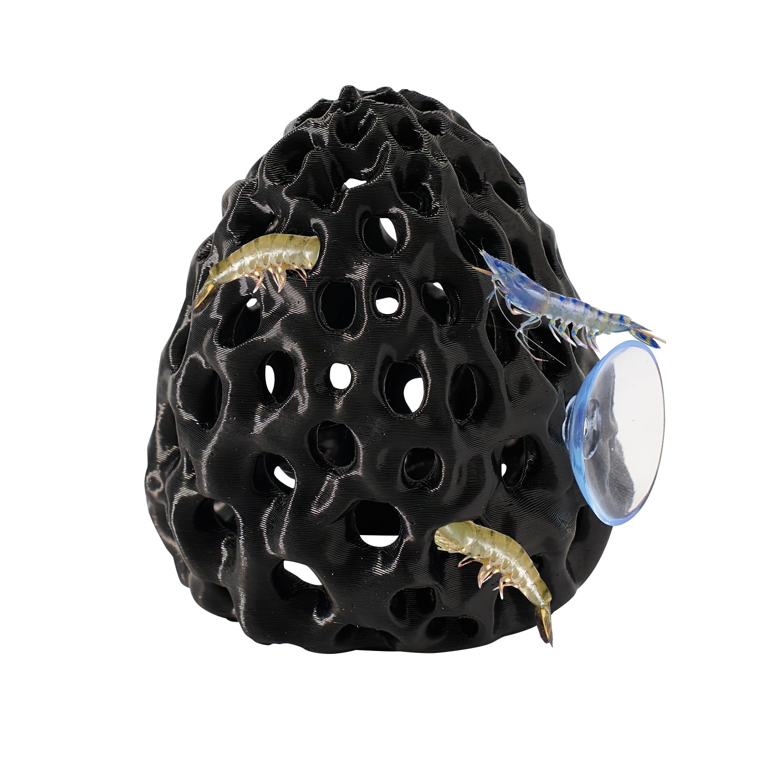 Boxili Black Shrimp Dome Hide With Suction Cup, Shrimps Resting Hideout Cave, Aquarium Decor Accessories For Betta Small Fish Guppy (Black)