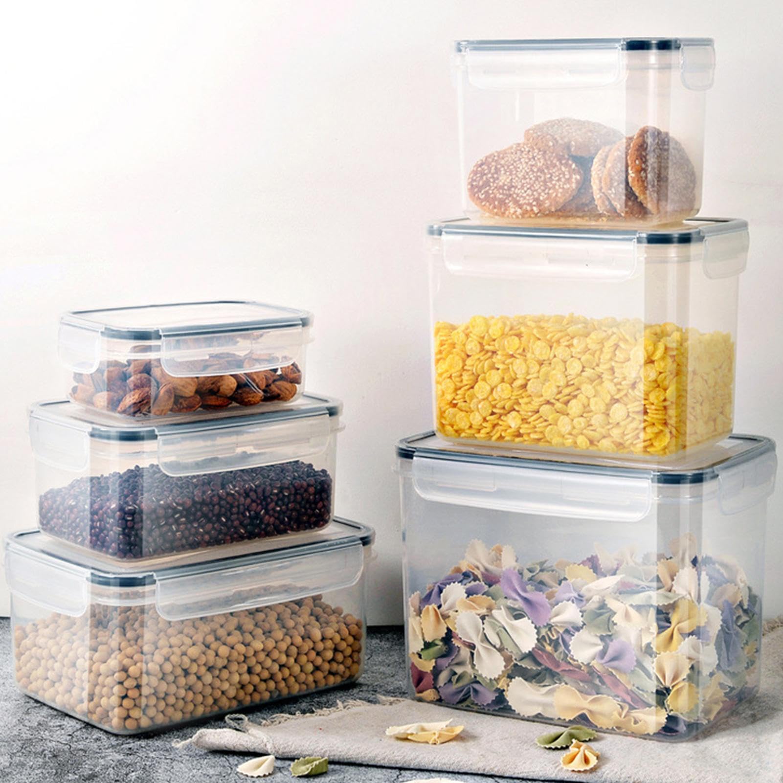 EXBERT Caja de almacenamiento de alimentos, recipientes reutilizables a prueba de fugas para microondas y congelador, contenedores de almacenamiento apilables, contenedores de almacenamiento