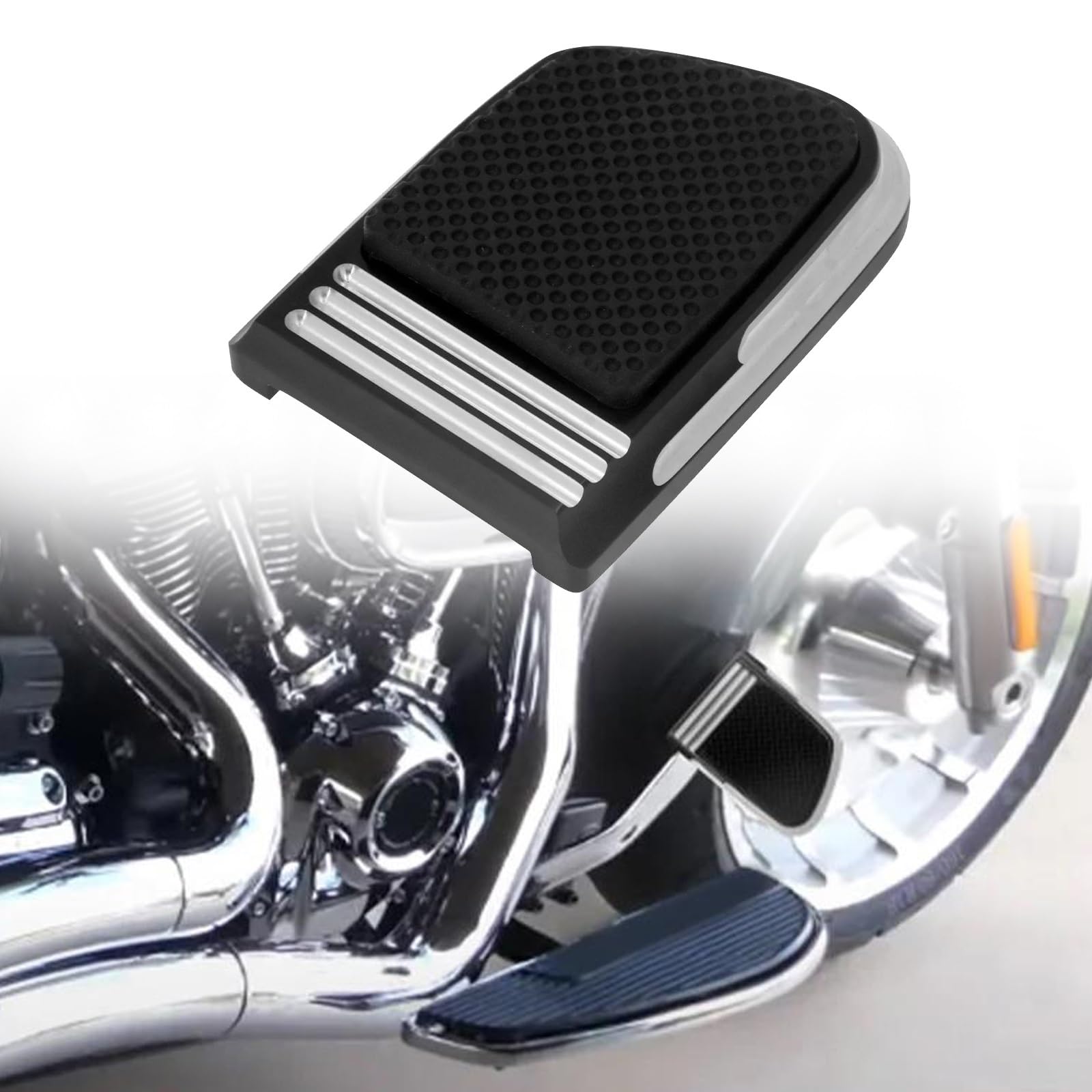 Couvre-pédale de frein CNC antidérapant noir et chromé pour Softail Breakout