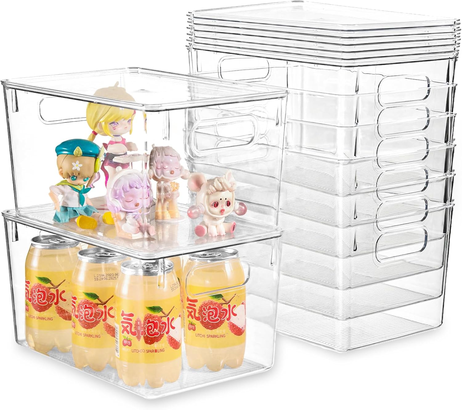 6Pack Storage Bins,Plastic Storage Containers for Home