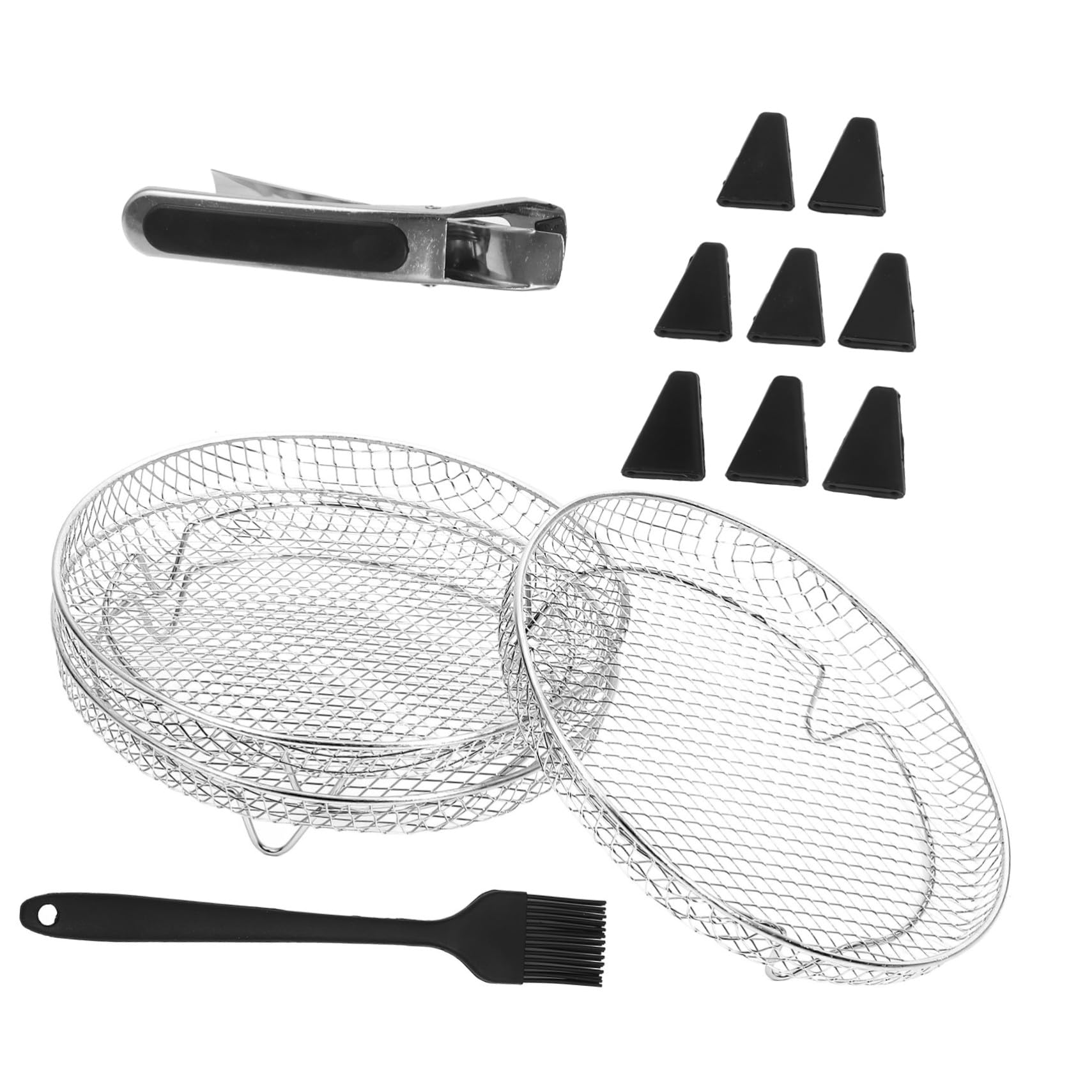 Kisangel 13 Piezas Accesorios para Freidoras de Aire Bandeja Deshidratadora de Alimentos de Apilador para Freidoras de Aire Soporte de Acero Inoxidable de Rejillas para Hornear Uso Cocina