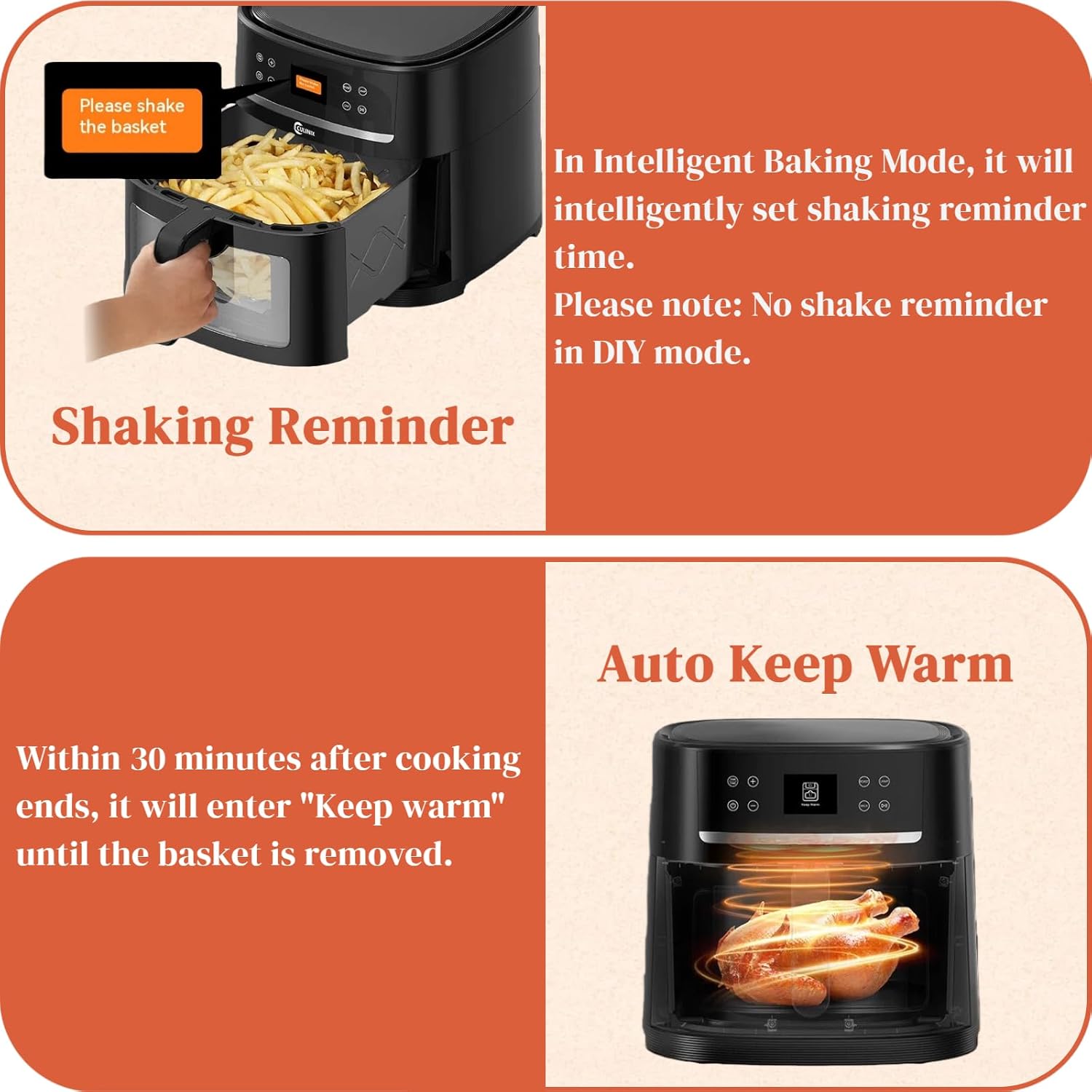 Smart 8.5QT Air Fryer with Auto-Identify Camera & Keep Warm, One-Touch Cooking for Steak, Chicken Wings, Fries & 12 More, XXL Family Size, Shake Reminder, Nonstick, Black