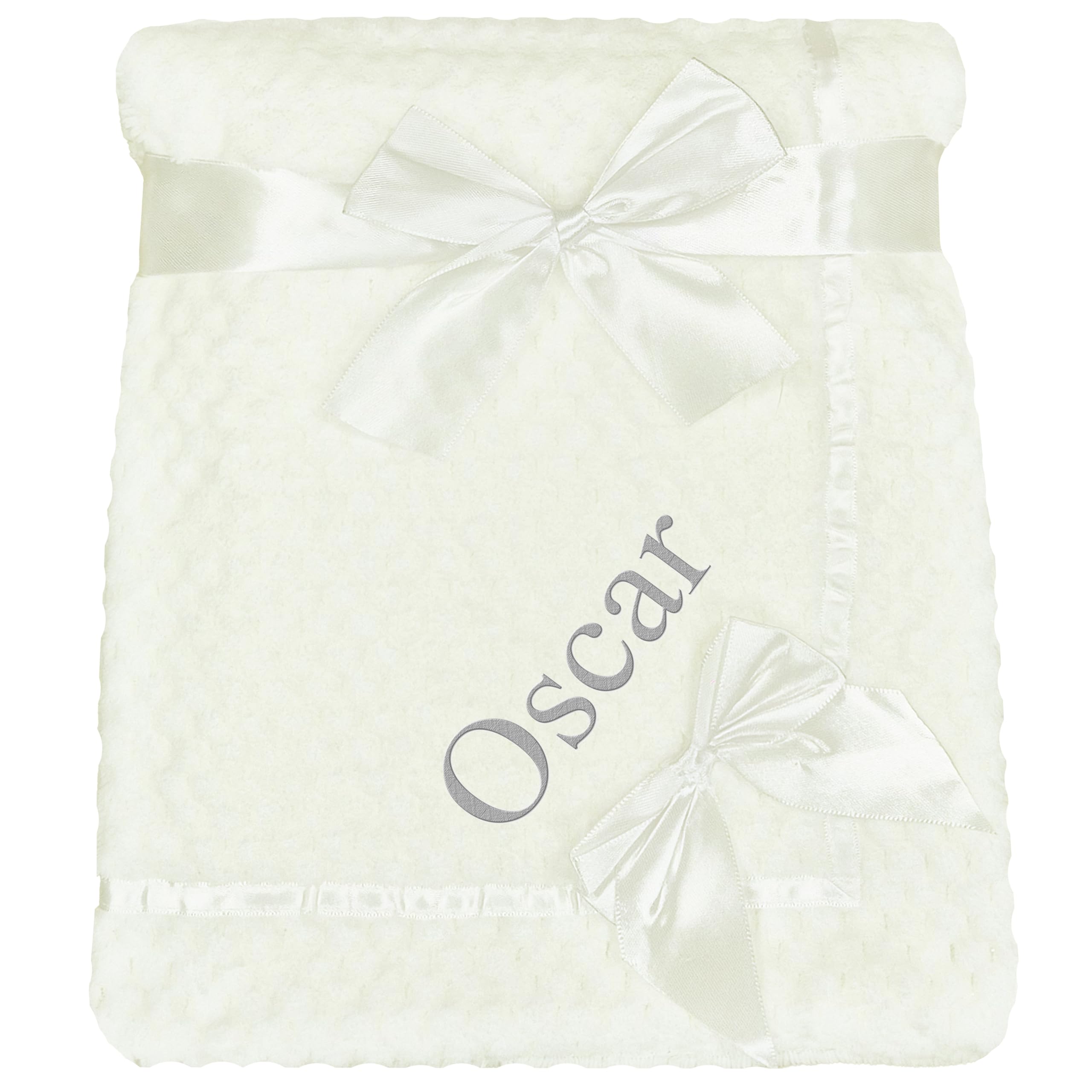 Personalised Baby Bow Blanket Fleece Waffle Wrap (White Waffle Bow)