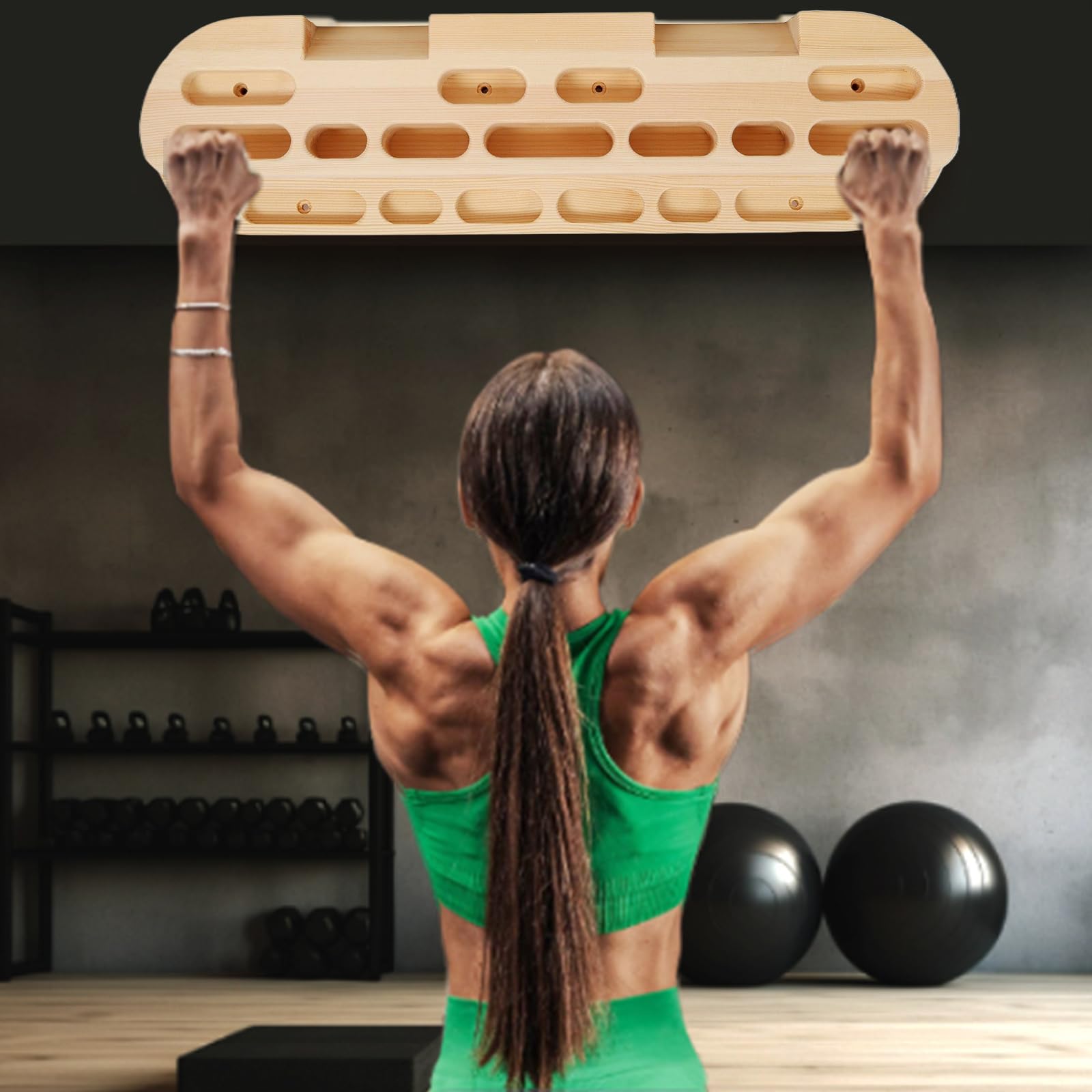 Majnesvon Wooden Climbing Hangboard, Professional Fingerboard Trainer with Multiple Grip Types - Rock Climbing Training Board for Home & Gym