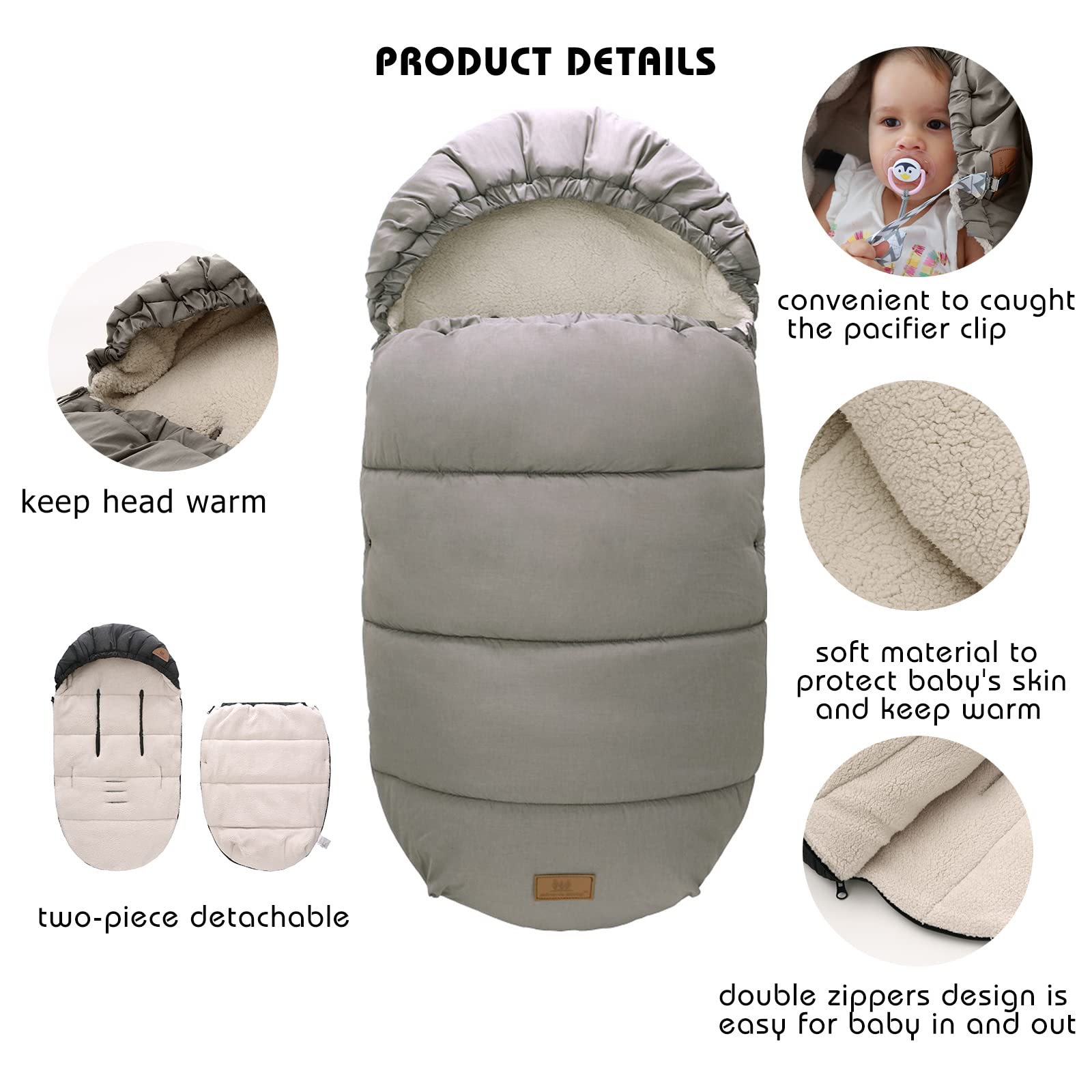 Fußsack Winter Universal für Kinderwagen Buggy Baby Footmuff
