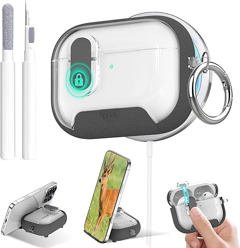 Miniatura 20 de for Airpods 4 Case Clear,Secure Lock for Airpods 4th Generation Case Cover with Phone Stand and Magsafe Function,Auto Pop-up,Hybrid Protection