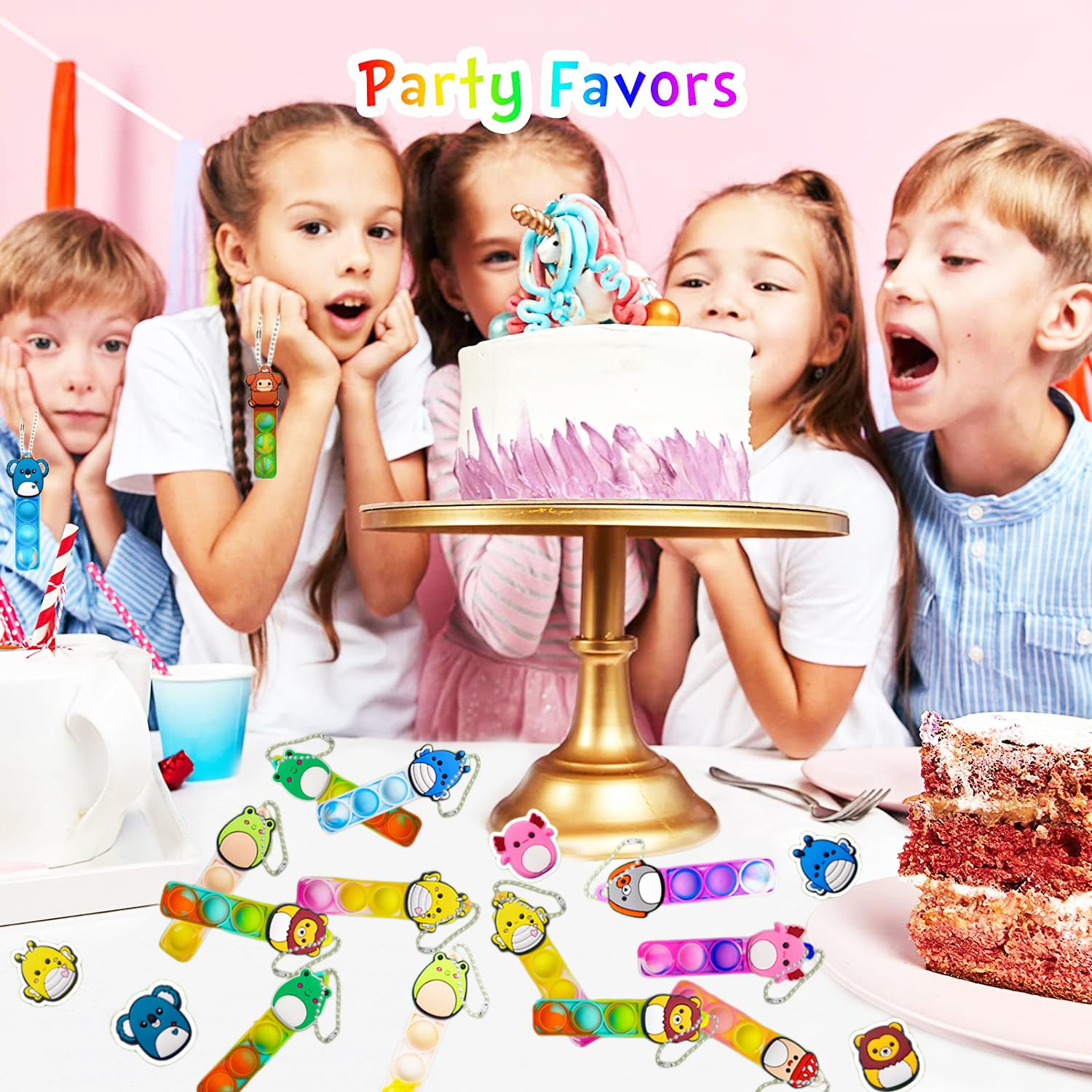Yeefunjoy 32PCS Mini Pop Push It Fidget Toy Portachiavi, giocattolo manuale con bolle da premere stile, Silicone Poppet Bubble Giocattoli Antistress per Autismo bambini e adulti