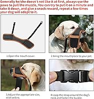 Vista 7 de Heele - Bozal para perro de nailon suave, evita mordidas, ladridos y mordisqueos - Malla transpirable, ajustable, permite beber - Para perros Marrón