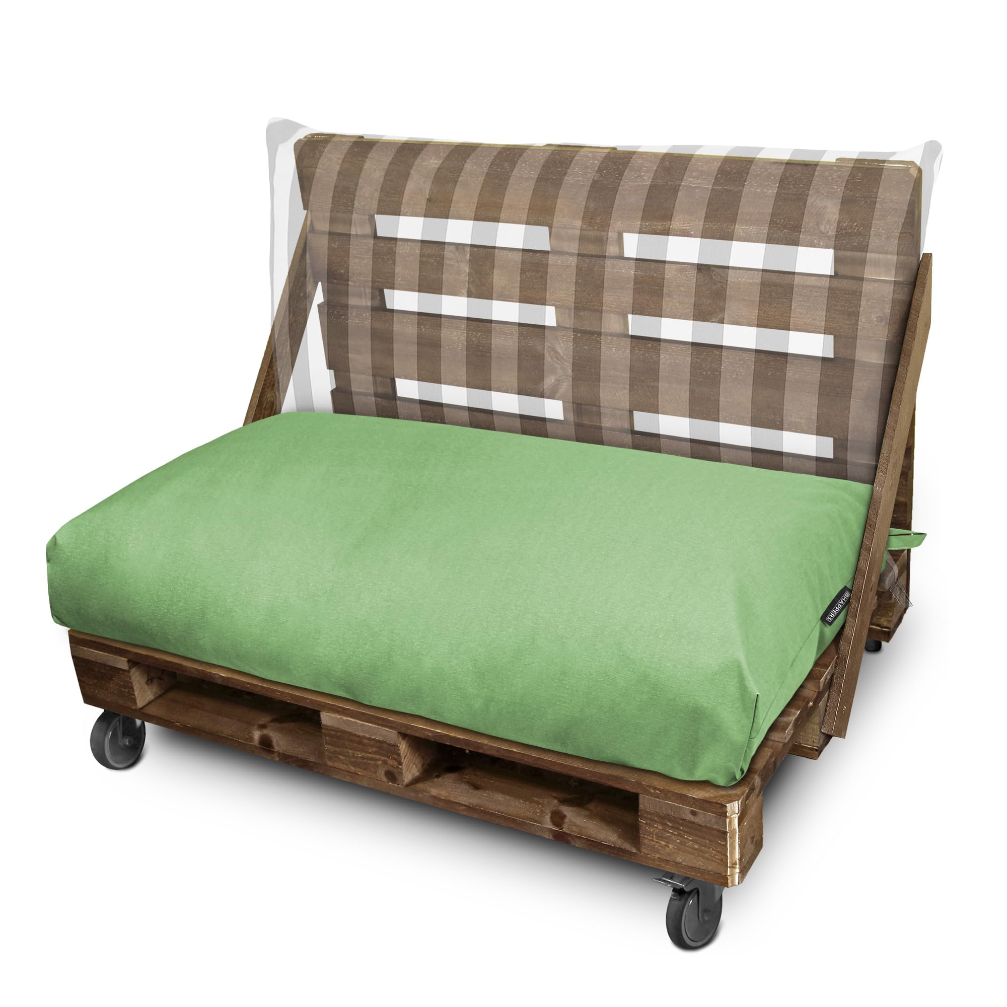 Happers Cuscino per Pallet Esterno 120x60x20 cm Antimacchia Sfoderabile Lavabile Verde