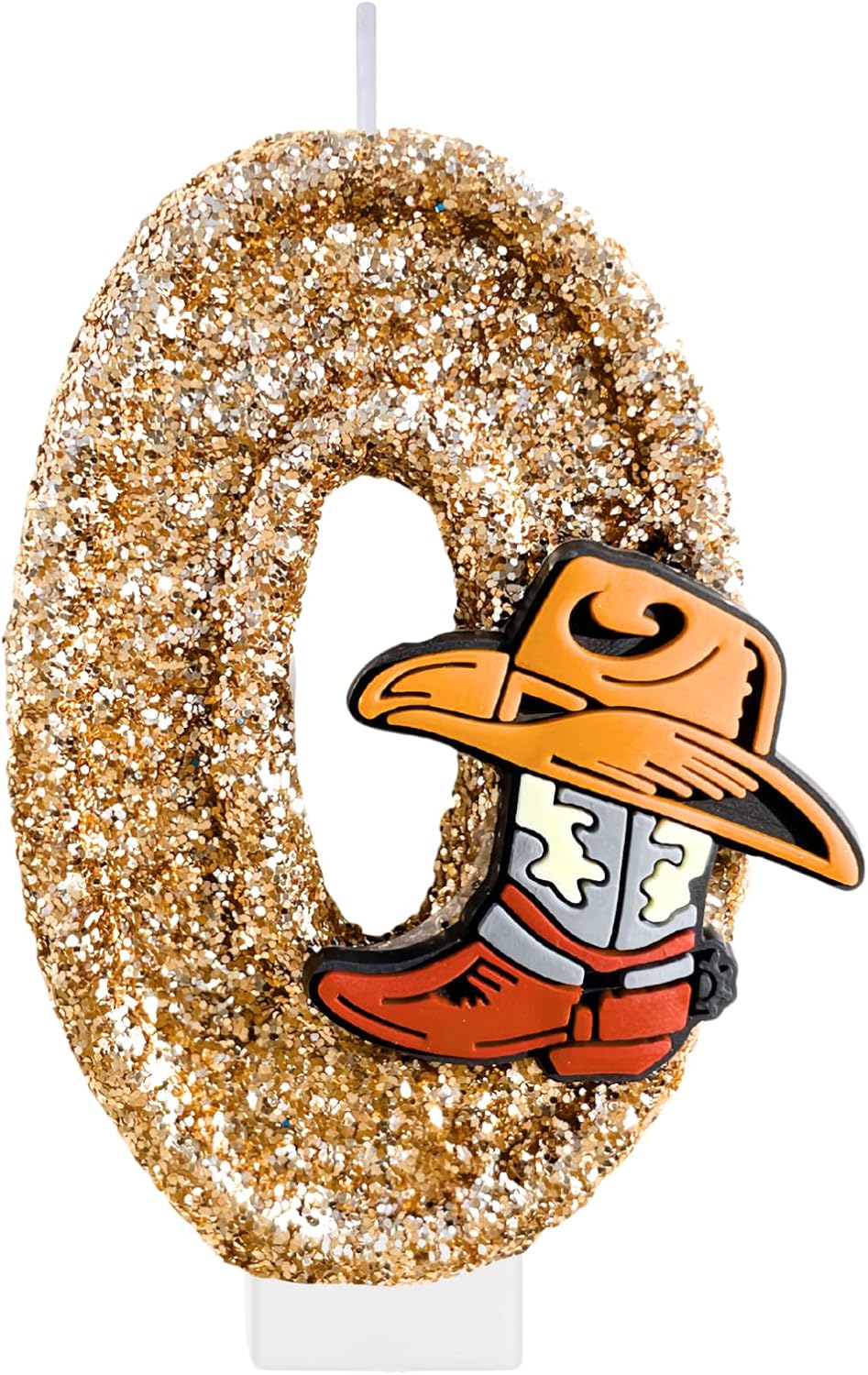 Birthday Number Candles for Cake, Cowboy Number 0 Candle, Rodeo Cake Decorations for Boy, Hat Cake Topper, Boots Cupcake Topper for Western Birthday Party Decorations Supplies Favors