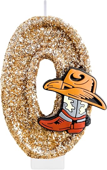 Birthday Number Candles for Cake, Cowboy Number 0 Candle, Rodeo Cake Decorations for Boy, Hat Cake Topper, Boots Cupcake Topper for Western Birthday Party Decorations Supplies Favors