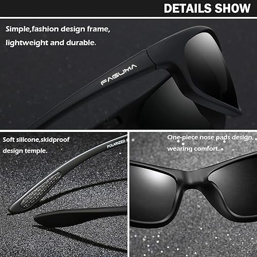Miniatura 4 de FAGUMA Gafas de sol deportivas polarizadas para hombres, ciclismo, conducción, pesca, protección UV400 Z1 Negro+azul