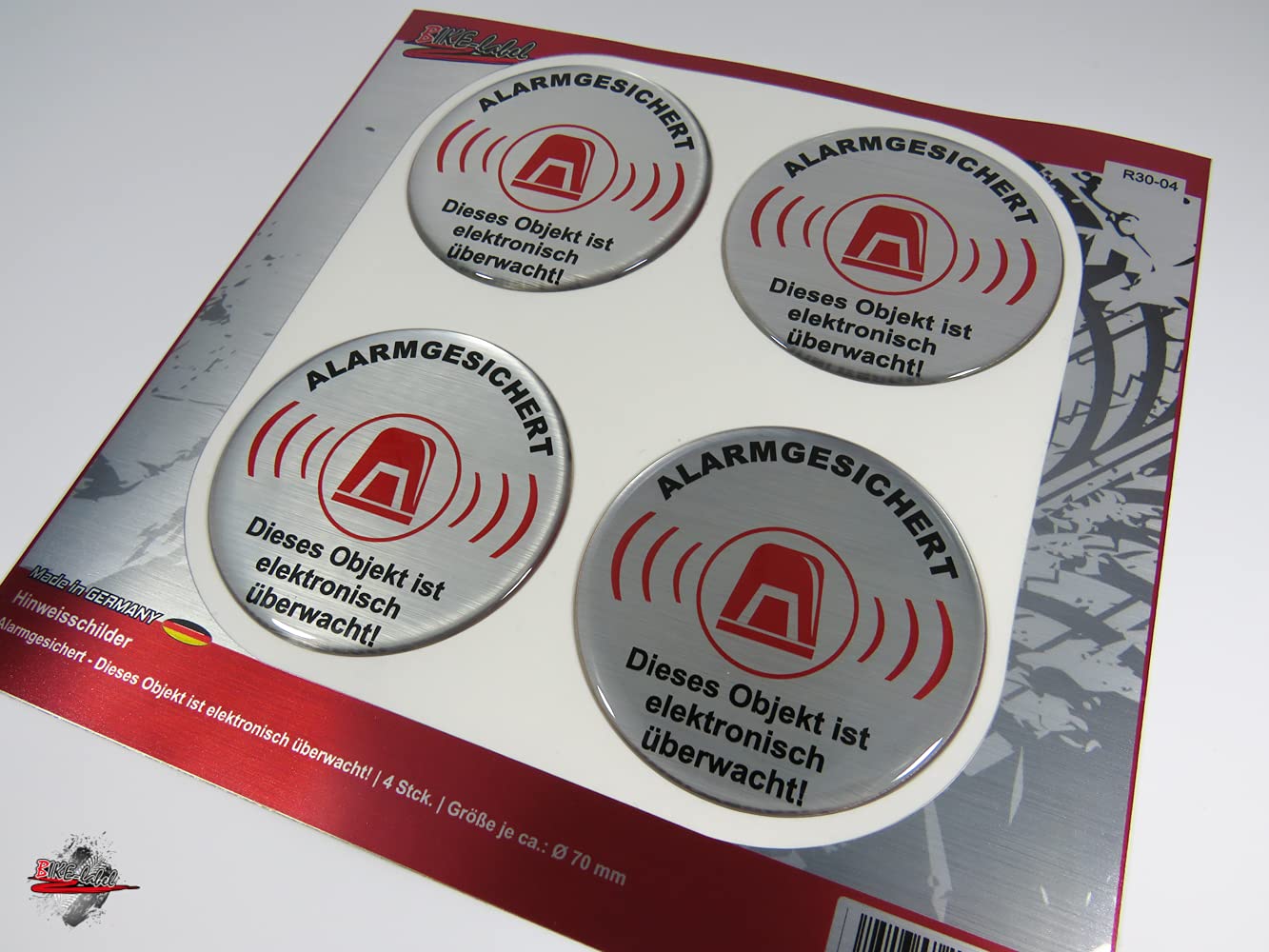 BIKE-label 900200VE 3D Sticker Aluminium Effect 4 x Alarm Video
