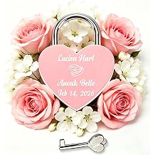 Custom Heart Lock with Key for Bridge Love Lock | Custom Engraved with Names and Dates, For Couples, Wedding Anniversary, Valentine's Day