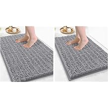 Arotive Luxury Chenille Bathroom Rugs Set, Ultra Soft Bath Rugs Size 30x20 and 24x16 in Grey, 2 Item Bundle
