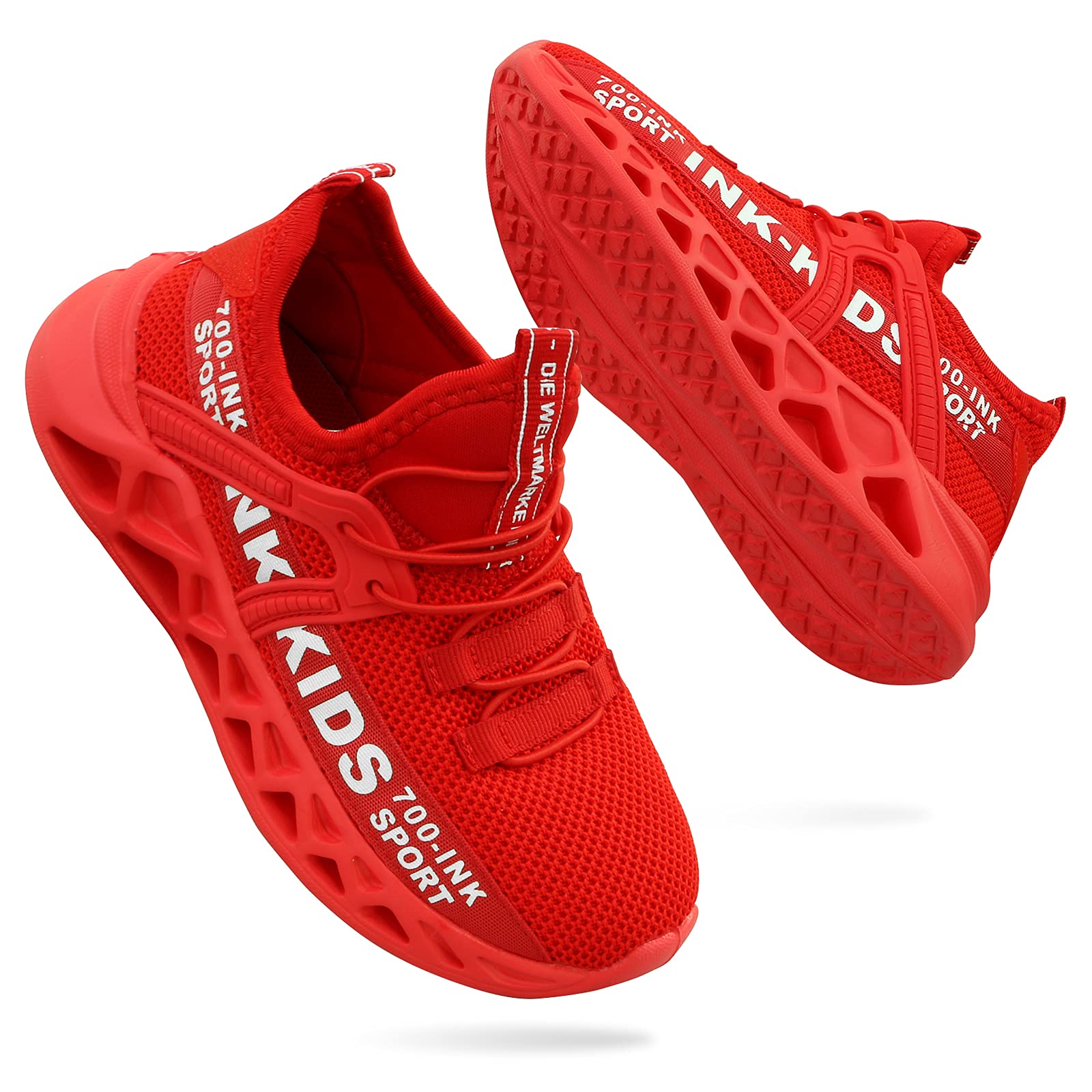 Buty sportowe dla chłopców i dziewczynek, lekkie buty do biegania na świeżym powietrzu, oddychające, dla chłopców, czerwony - Ink czerwony - 36 EU