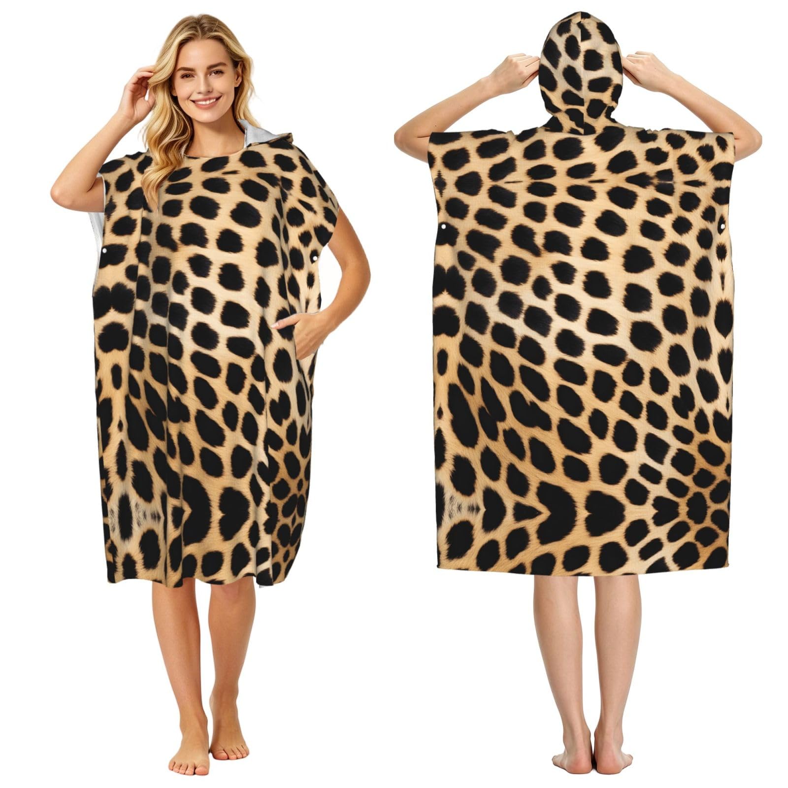 Poncho de plage léger léopard pour se changer facilement