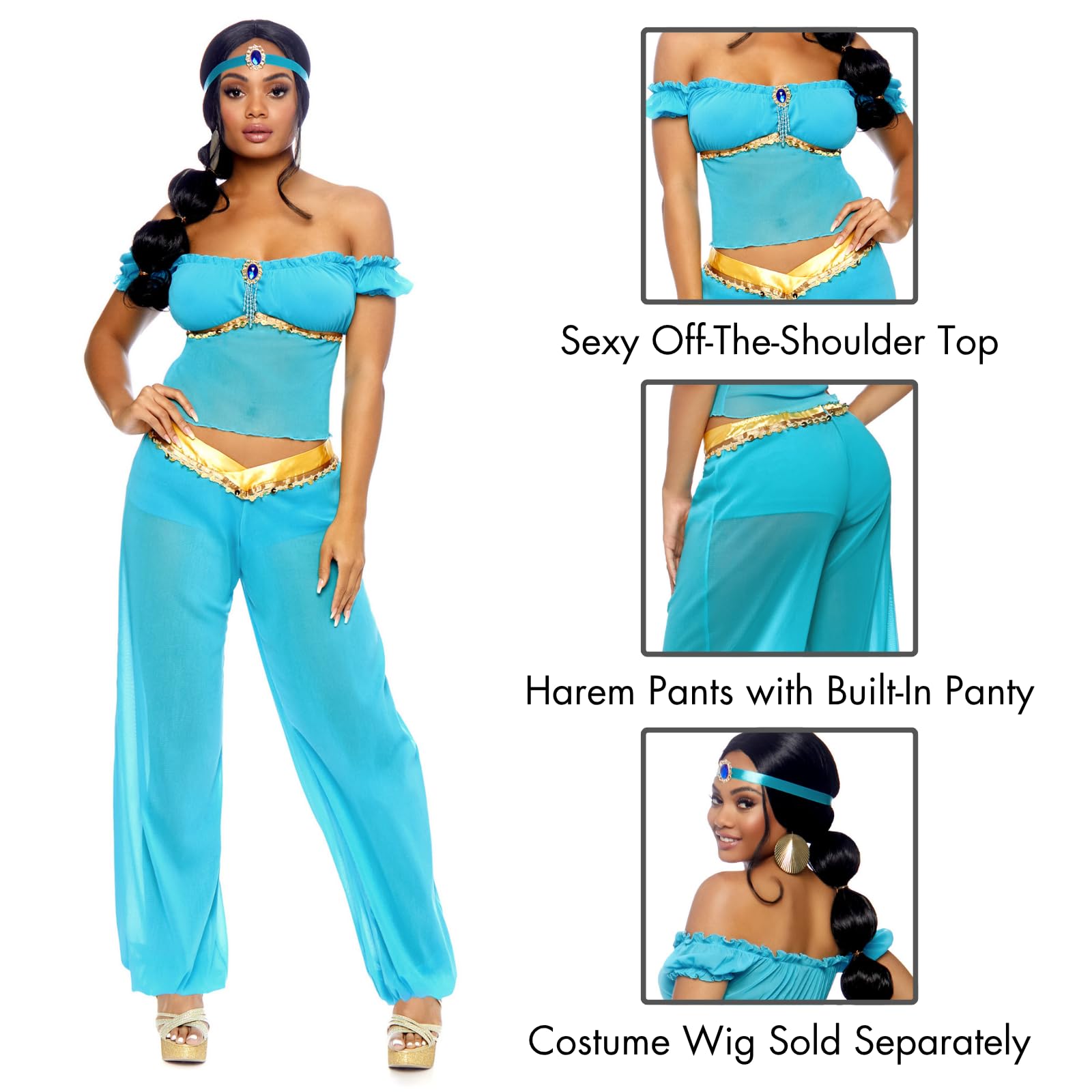 LEG AVENUE 83857 – Arabian Beauty kostium, rozmiar S, turkusowy