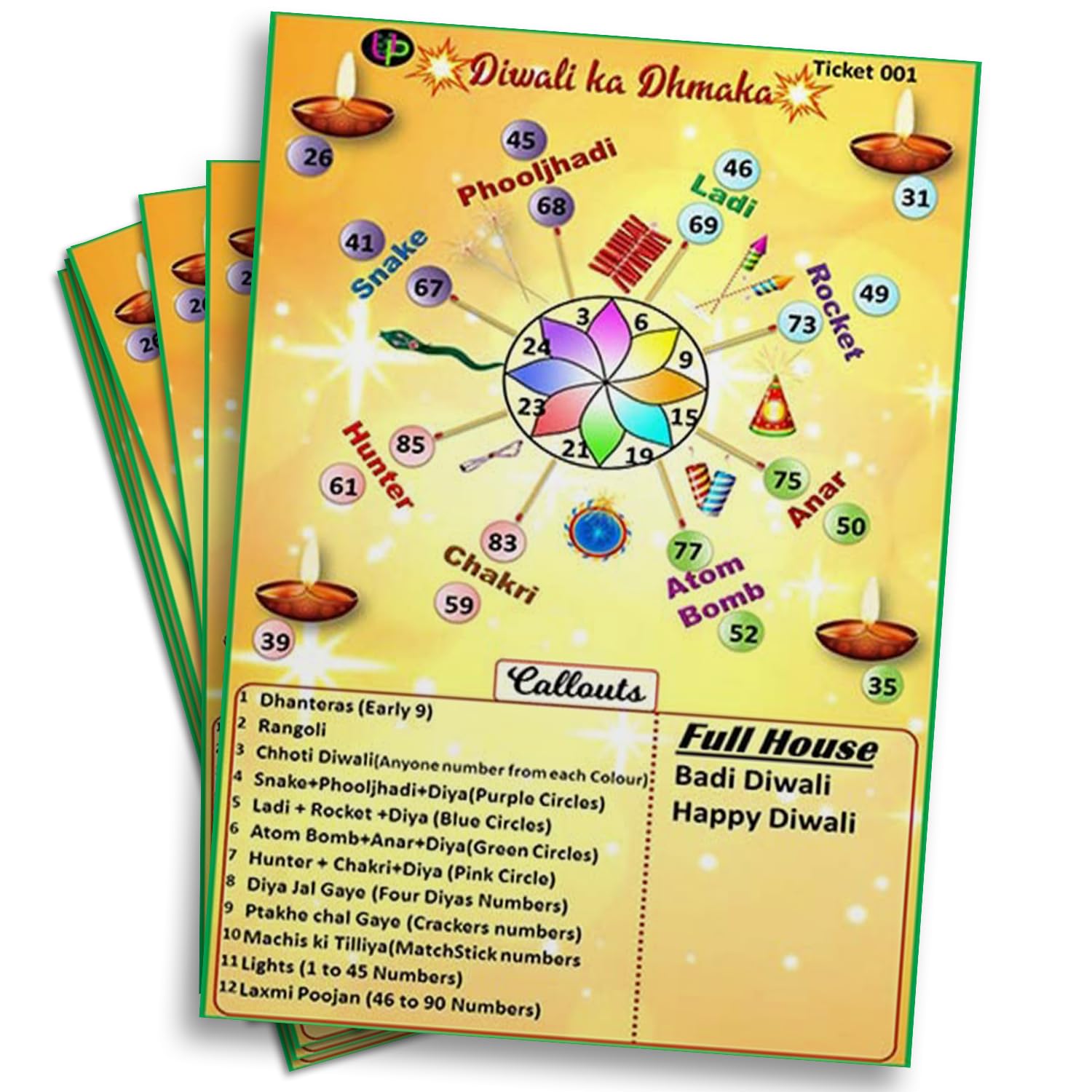 Buy UltPult Tambola Diwali Tambola Tickets - Diwali ka Dhamaka Theme in English | Bingo Housie Game | Fun & Engaging Cards for Family Gatherings & Events (Set of 15 Tickets) Online buy-ultpult-tambola-diwali-tambola-tickets-diwali-ka-dhamaka-theme-in-english-bingo-housie-game-fun-engaging-cards-for-family-gatherings-events-set-of-15-tickets-online
