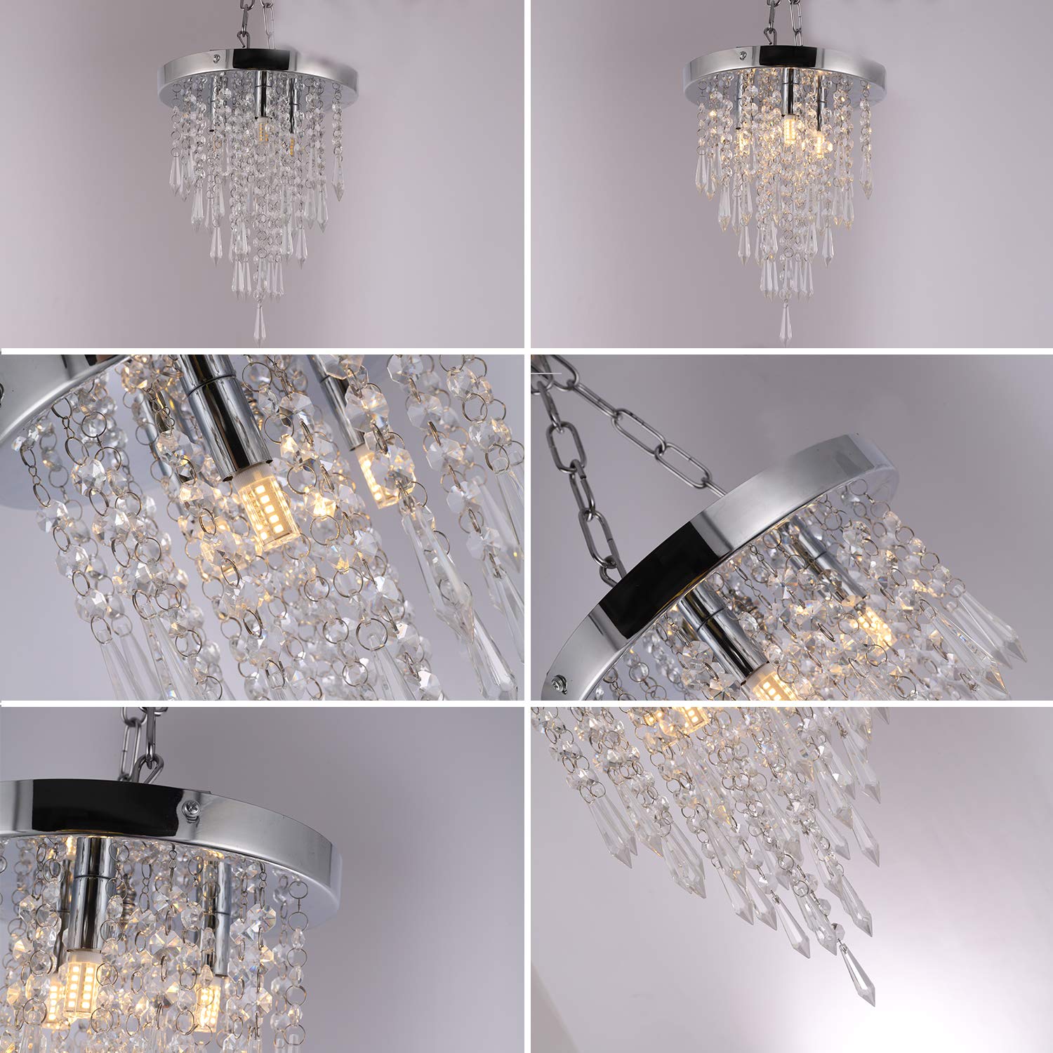 Ganeed Mini Crystal Chandelier, Modern Crystal Chandelier Ceiling Light