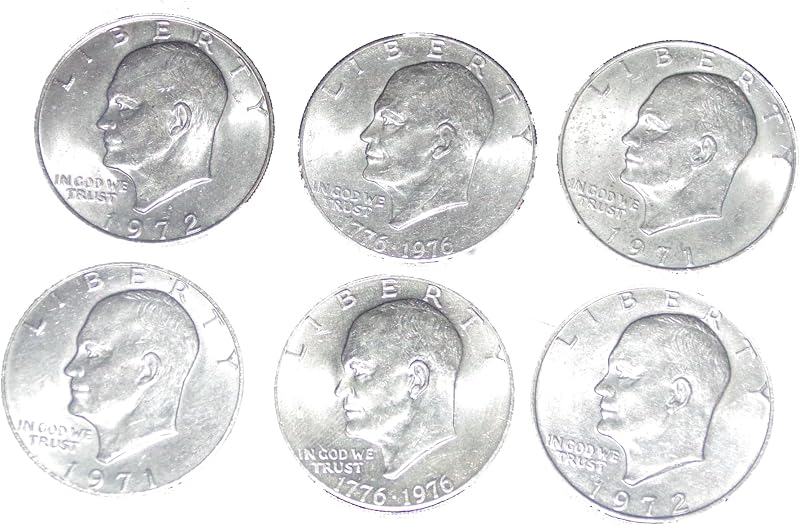 EISENHOWER (IKE) DOLLARS SET OF 6 MIX DATES BETWEEN 1971-1978