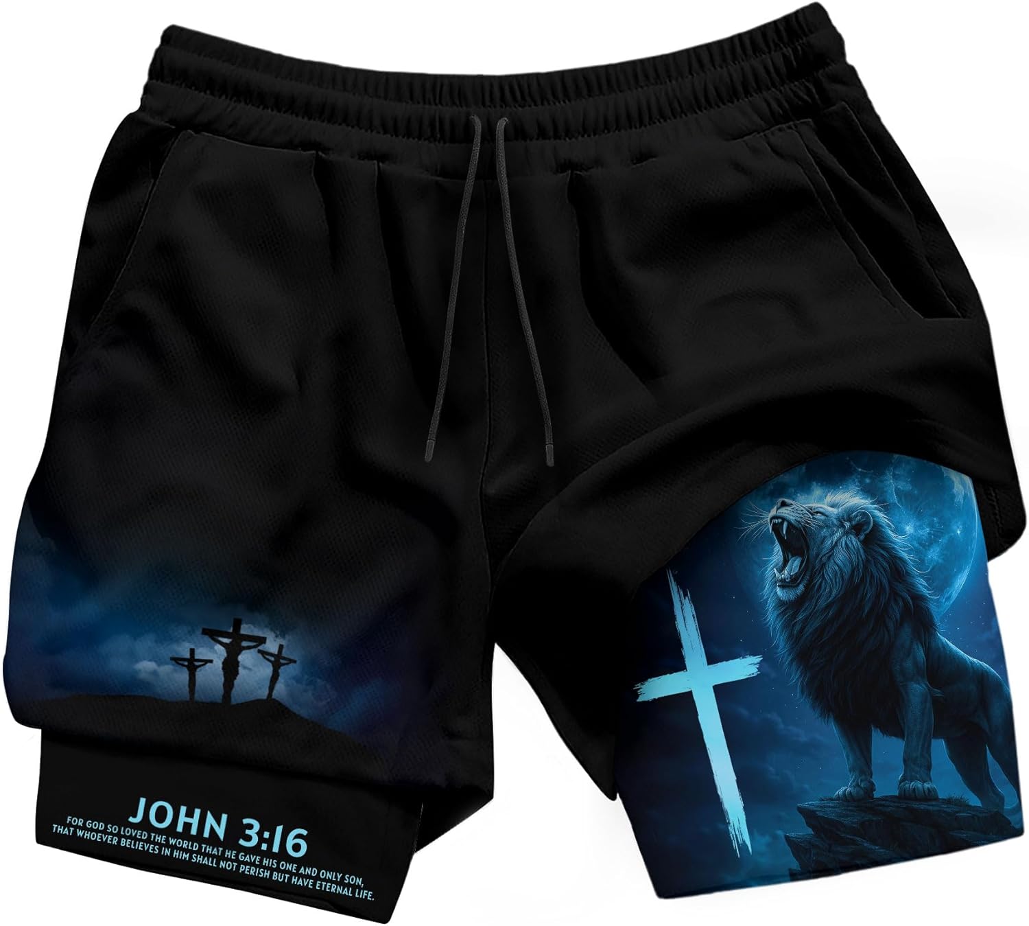 John 3:16 Christian Shorts for Men, Christian Workout, Work Out Shorts Gym for Men, Mens Gym Clothes