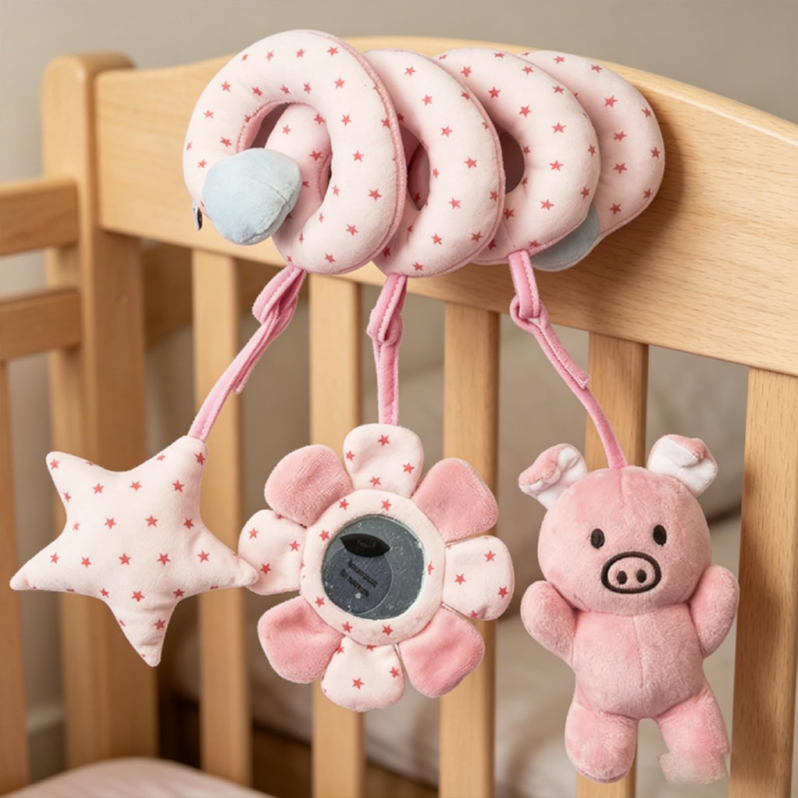 Jouet en forme de spirale en peluche pour siège de voiture