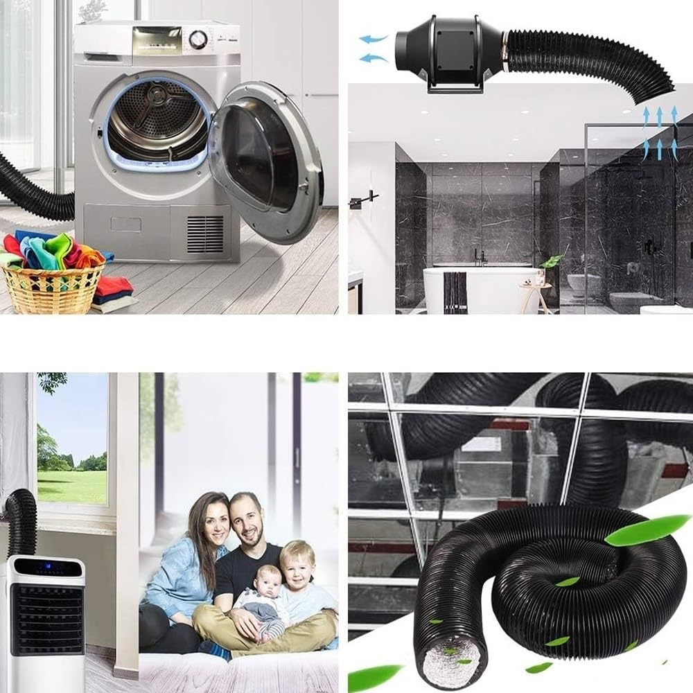Tuyau de Ventilation Flexible pour sèche-Linge - Conduit en PVC et Aluminium de 4 m (13 pi) pour systèmes de Chauffage, Ventilation et climatisation, Cuisine, Salle de Bain et serres - Tuyau