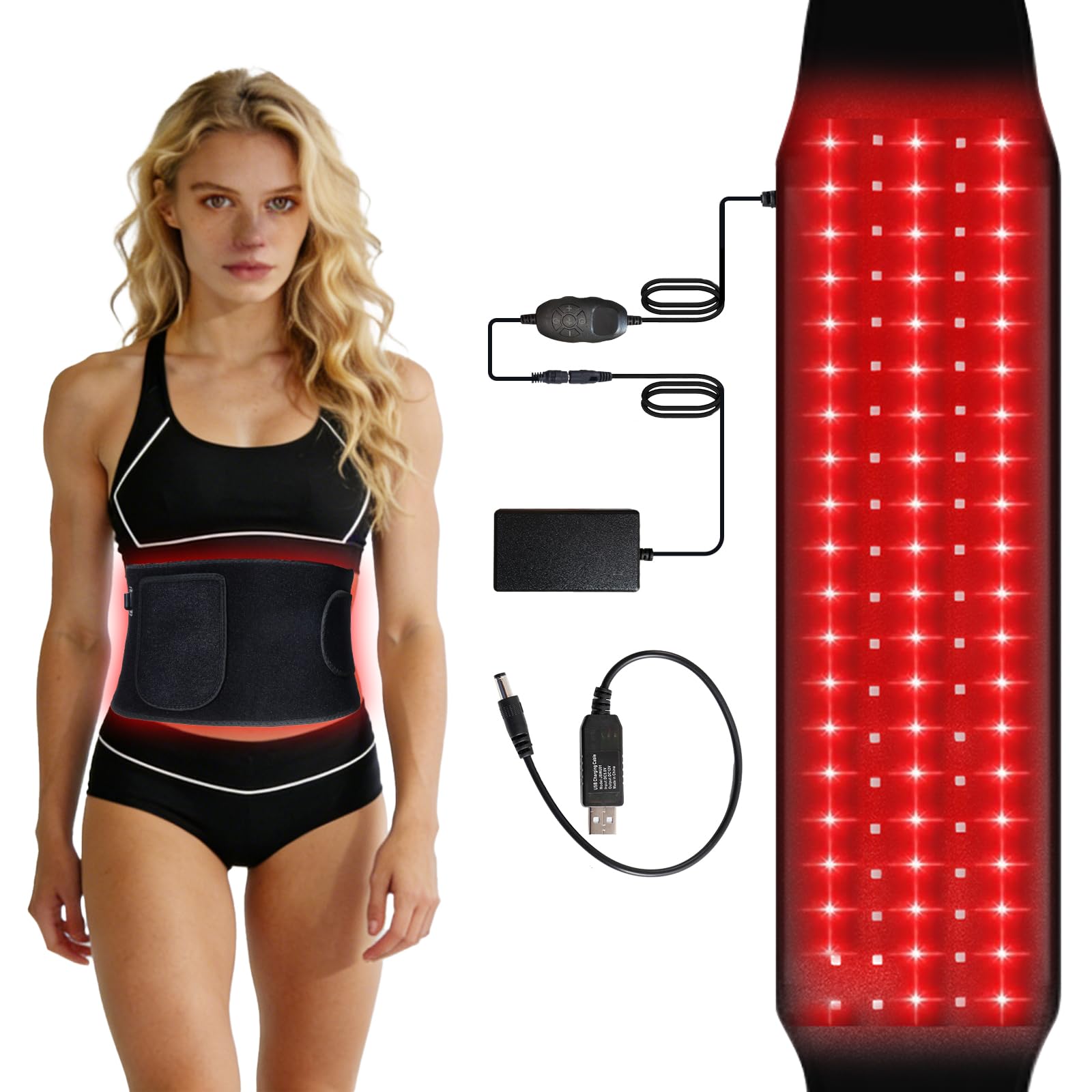 Rotlichtgürtel 660 nm 850 nm Nahinfrarotlicht 5 Lichtmodi 6 Zeiteinstellungen Schwarz