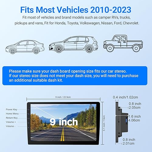 Miniatura 6 de Estéreo inalámbrico de 9 pulgadas con Bluetooth, CarPlay inalámbrico, Android Auto, WiFi 6, pantalla táctil HD 1280 x 720, almacenamiento de 4+64