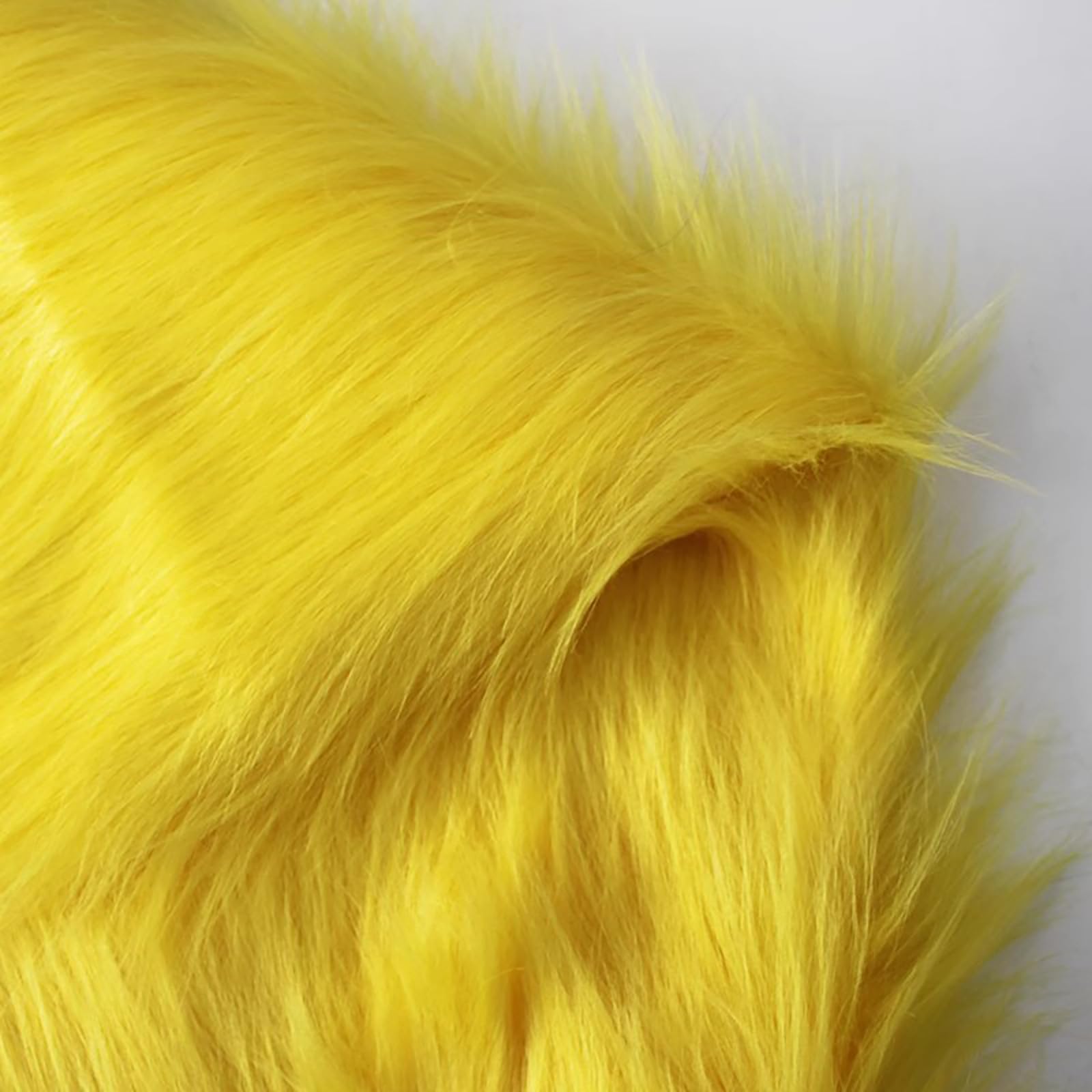 Thick Long Pile 90mm Faux Fur Fabric for Upholstery DIY Crafts Soft Plush Fur Luxury Shag Fabric 150x50cm for Costumes Coat Cosplay Ear Fursuit Rugs Props Backdrops(Color:Yellow)