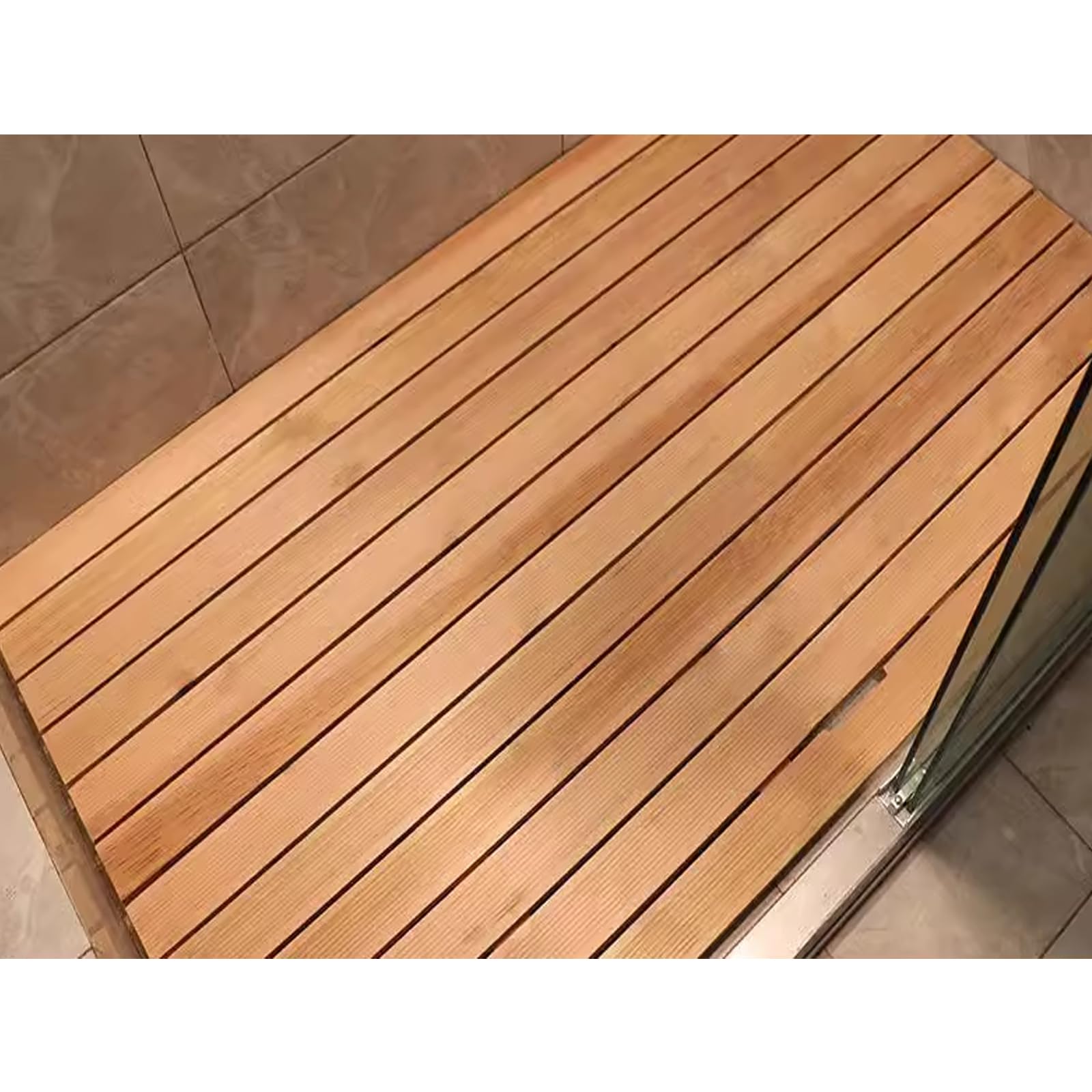Genérico Alfombrilla de baño de Madera Antideslizante - Felpudo de Ducha de bambú Natural, Rectangular, con Patas Antideslizantes (60 x 110 cm/24 x 43 Pulgadas) para Mayor Seguridad y Comodidad en el