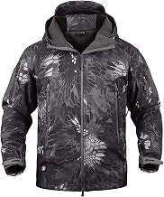 Memoryee Men's Tactical Camouflage Softshell Jacket Outdoor Military Fleece Lining Waterproof Windproof Jacket with Hood