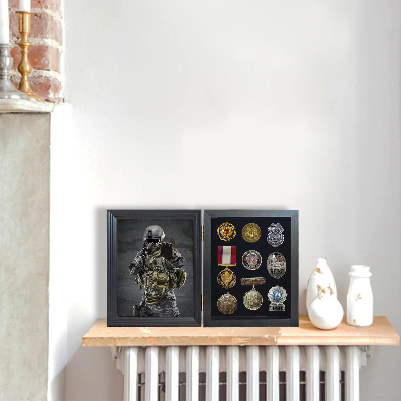 Présentoir à médailles, 22,6 x 27,4 cm, pour badges militaires, médailles, étiquettes, épingles à bijoux, épingles géantes, rubans d'insigne